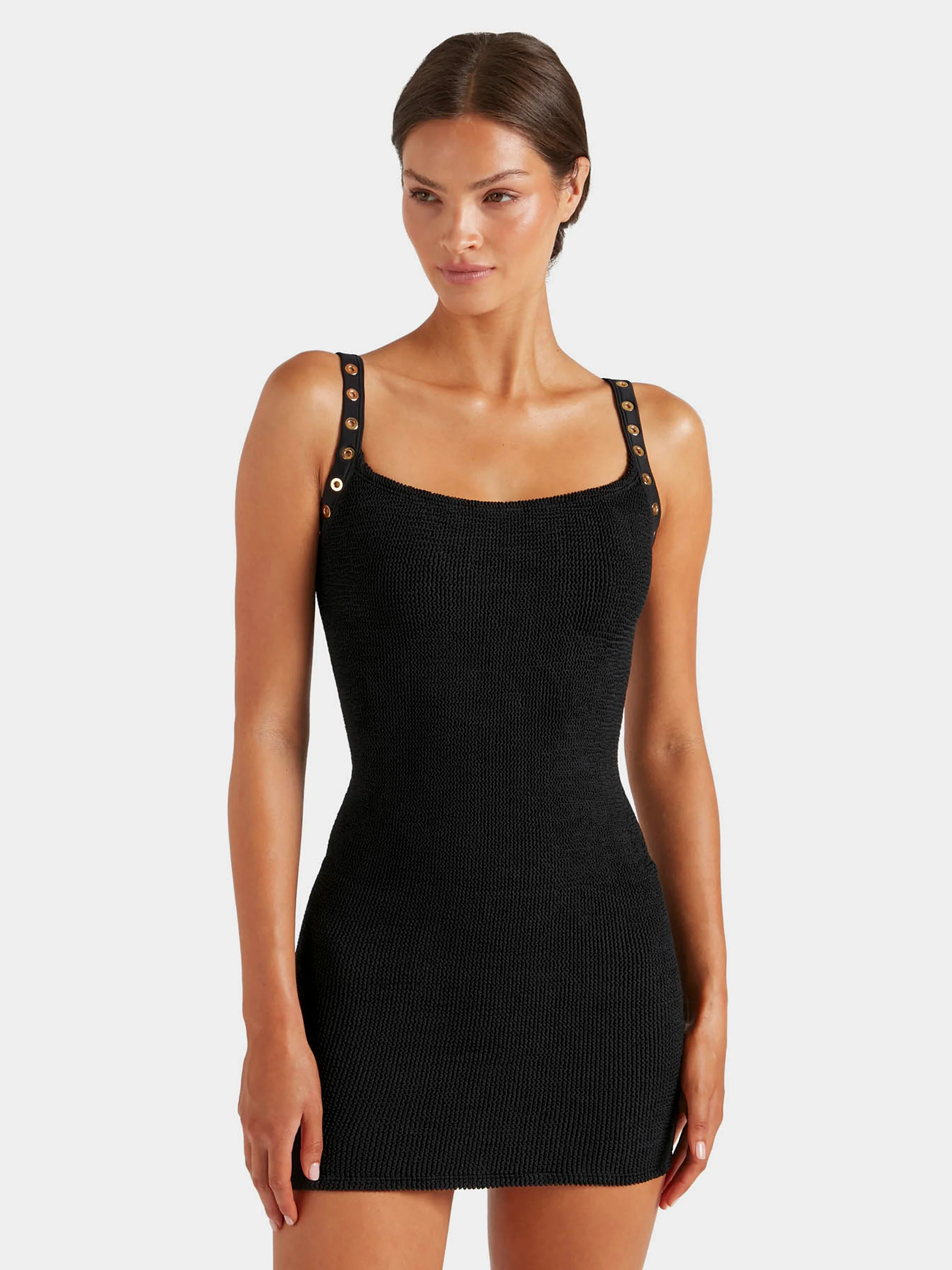 Anora Eyelet Dress - Black/Gold - Image 3