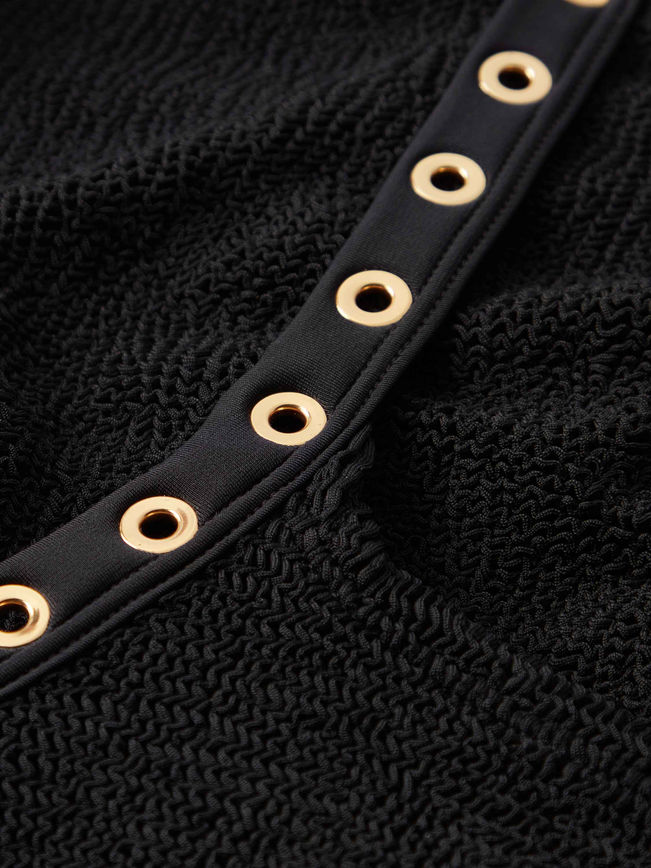Anora Eyelet Dress - Black/Gold - Image 6