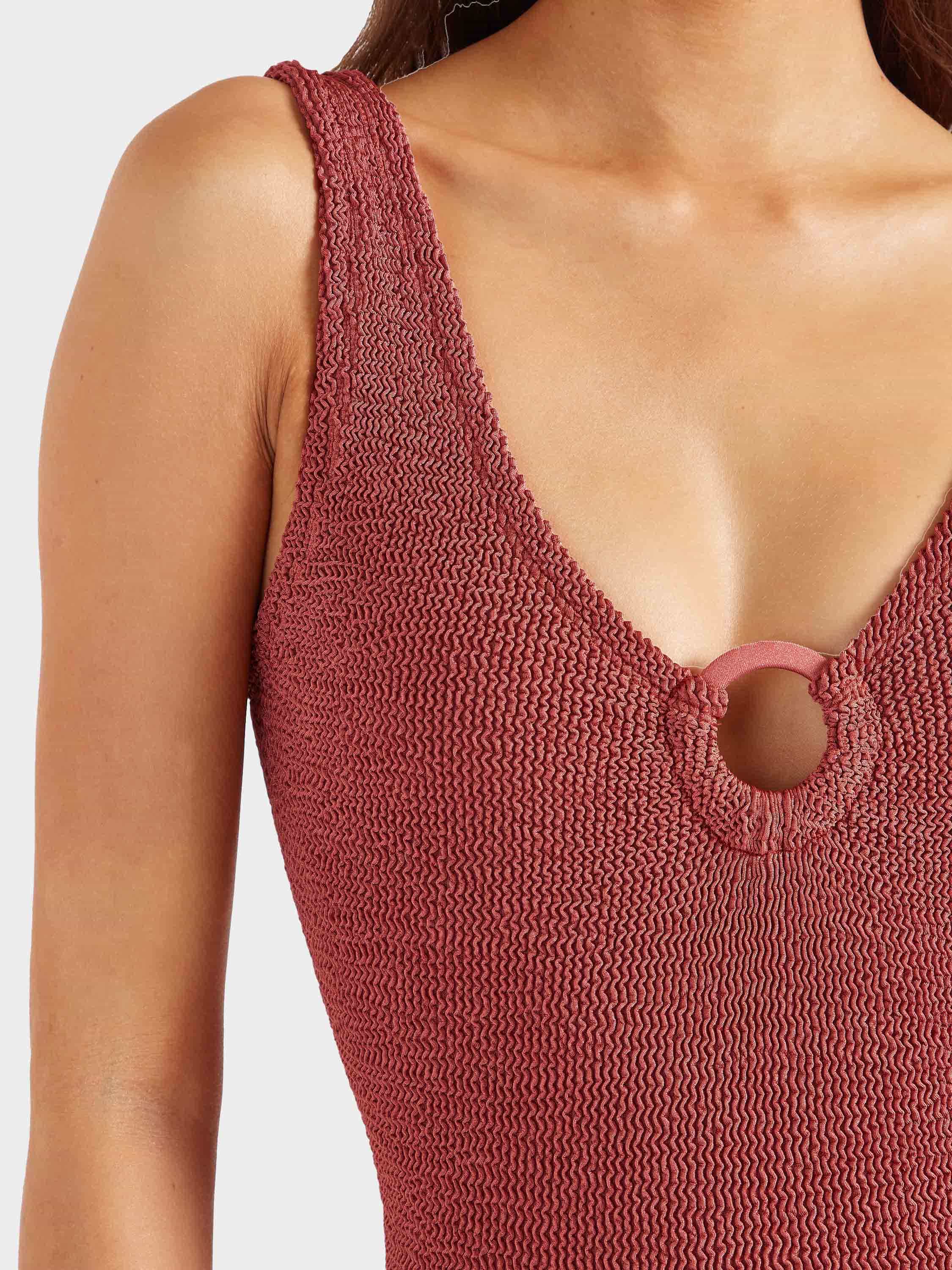 Coverage Celine Swim With Tonal Hoops - Metallic Rosewood - Image 4