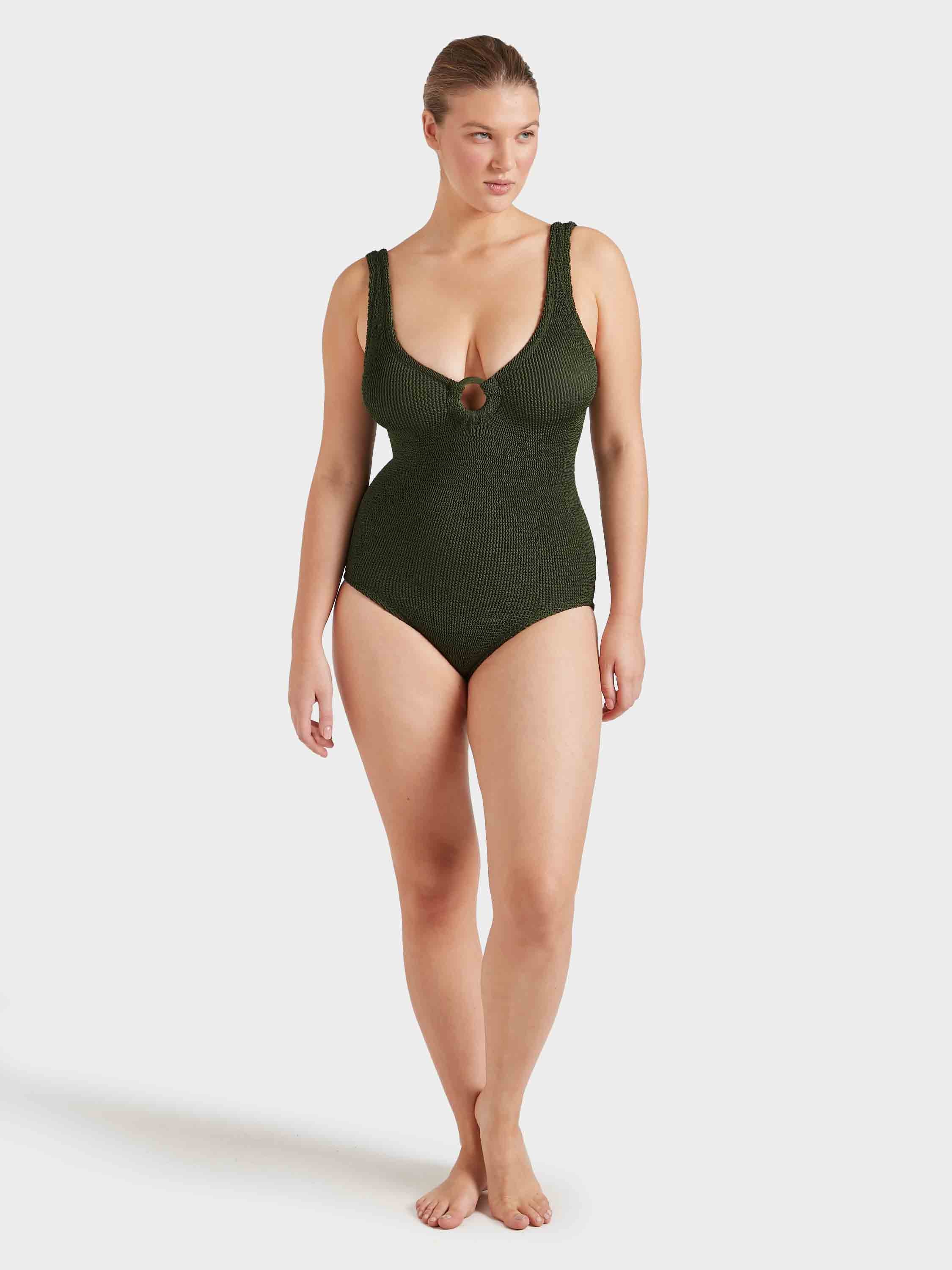 Coverage Celine Swim With Tonal Hoops - Metallic Khaki - Image 6