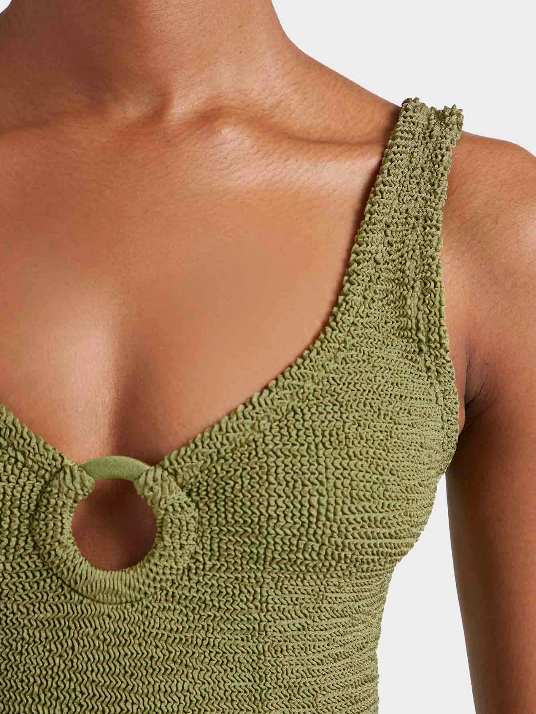 Coverage Celine Swim With Tonal Hoops - Metallic Moss - Image 4