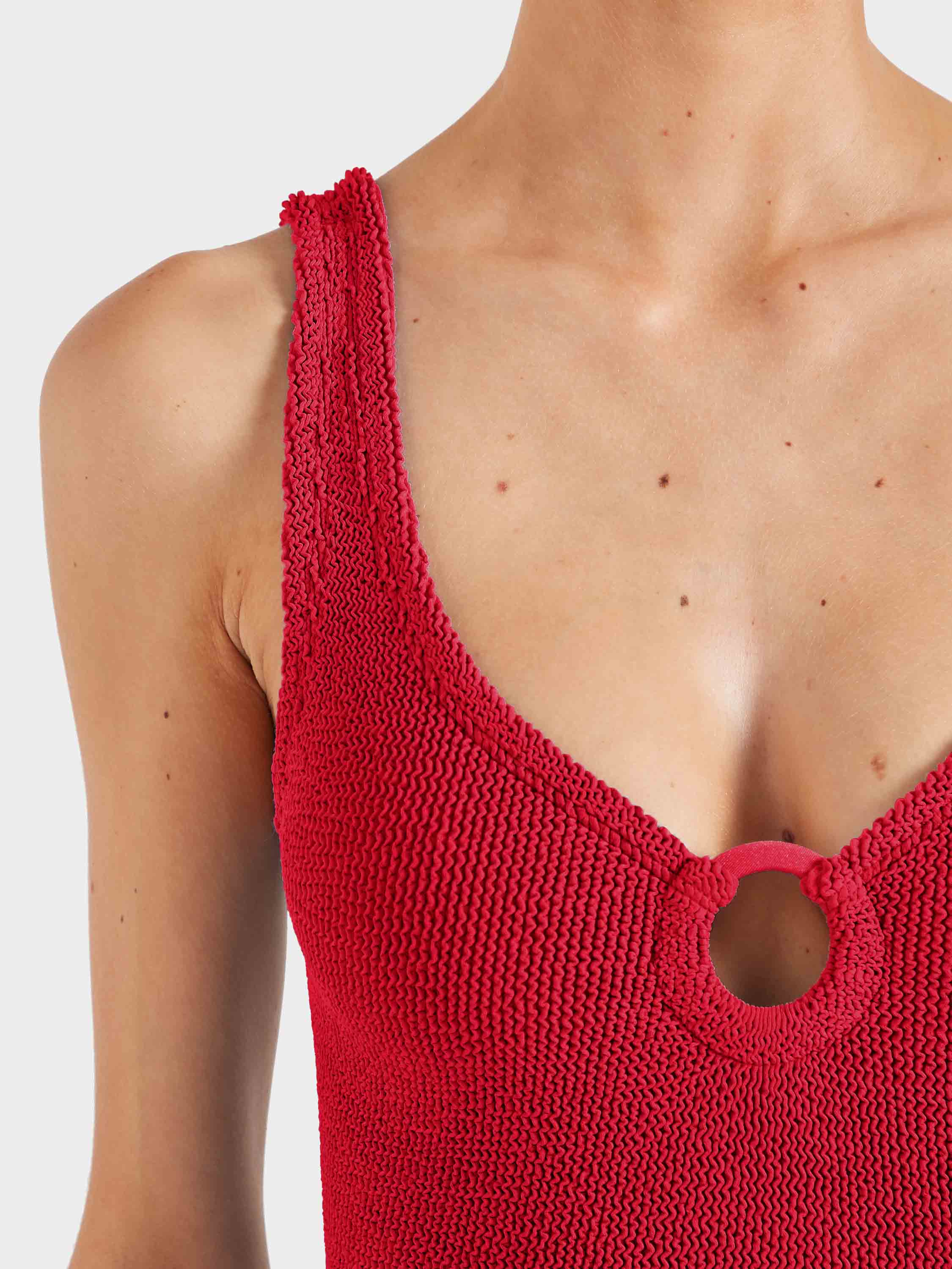 Coverage Celine Swim With Tonal Hoops - Red - Image 4