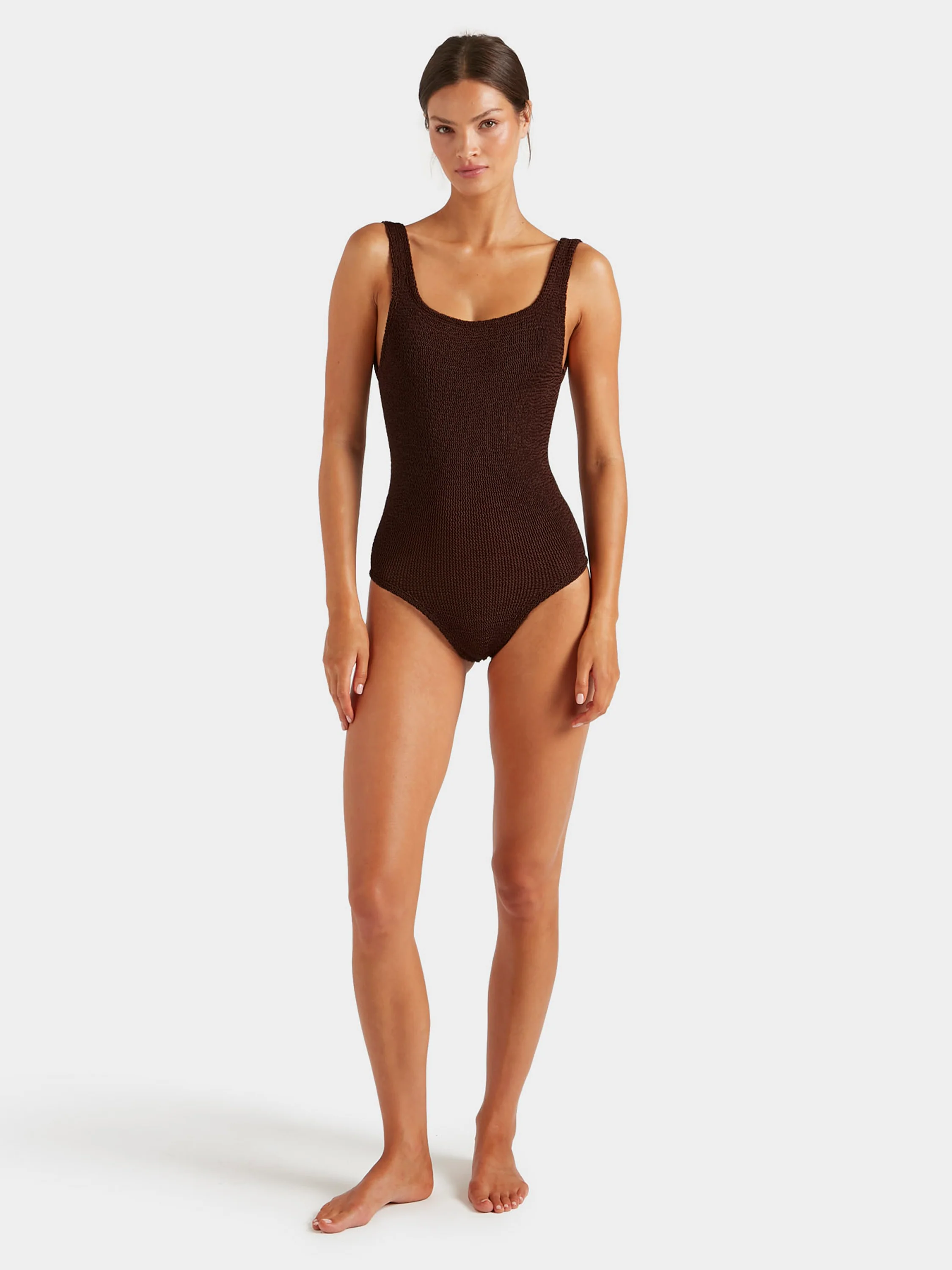 Coverage Square Neck Swim - Metallic Chocolate - Image 6
