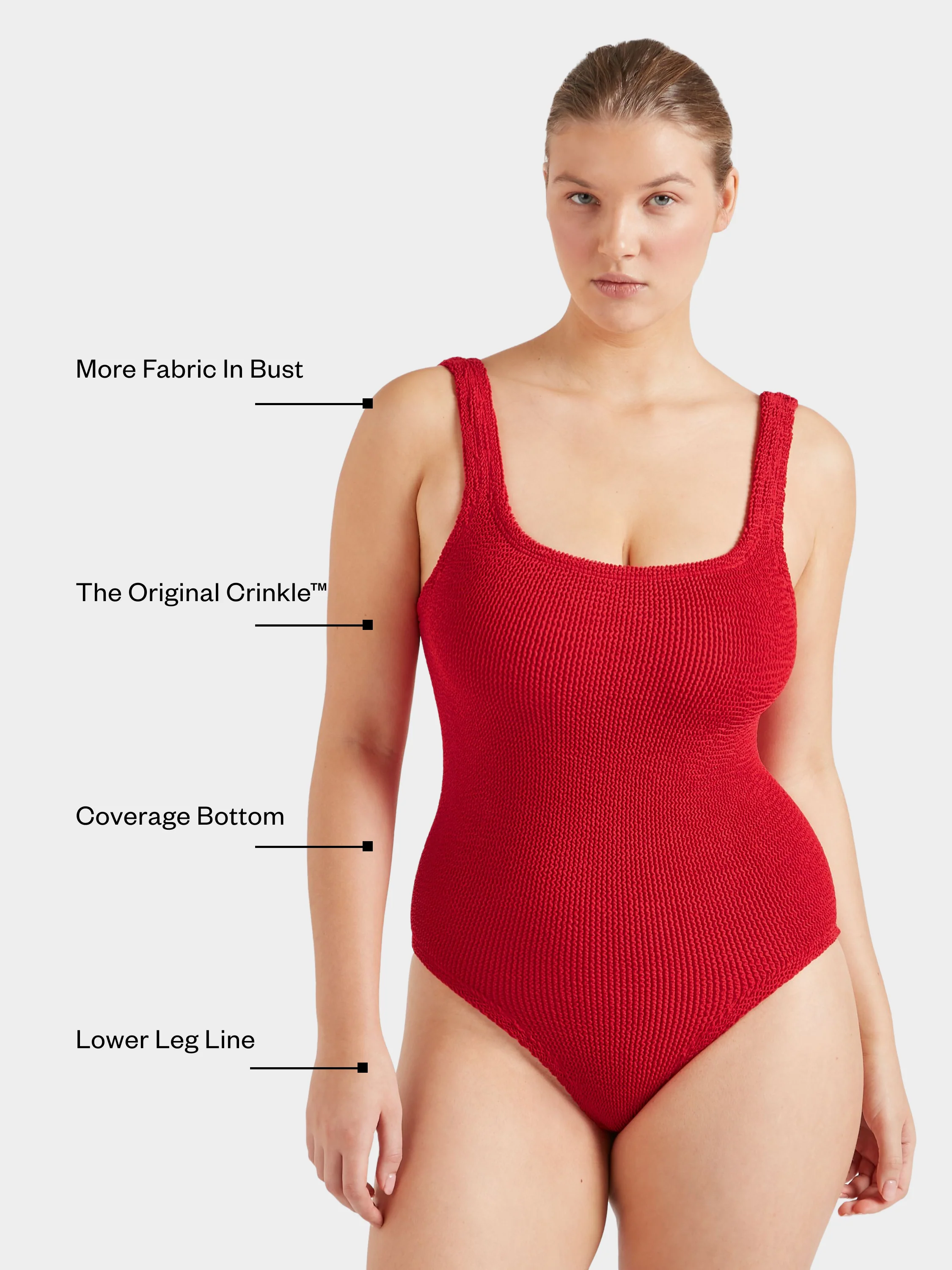 Coverage Square Neck Swim - Red - Image 6