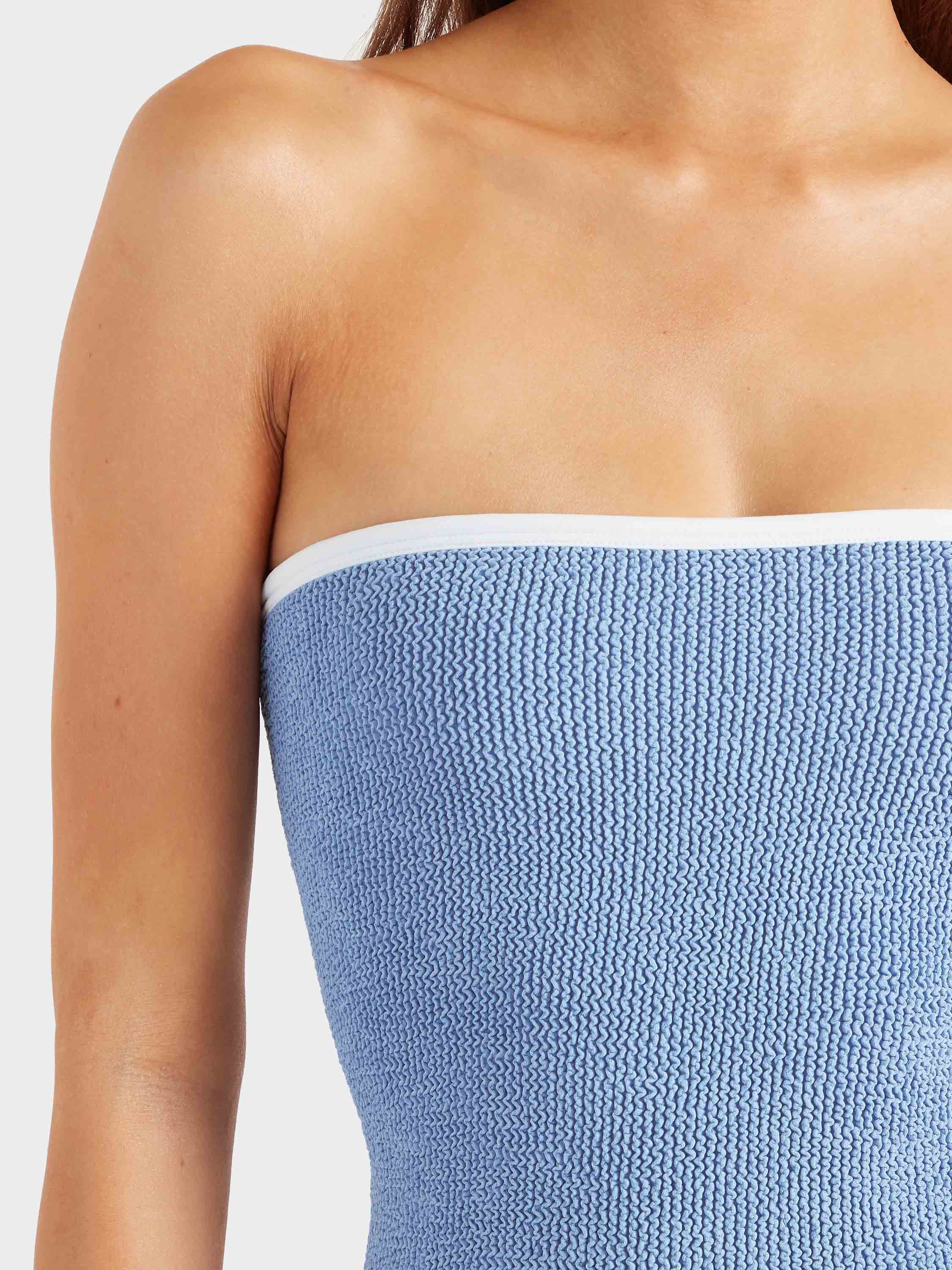 Devyn Swim Skirt/Tube Top - Cornflower/White - Image 7