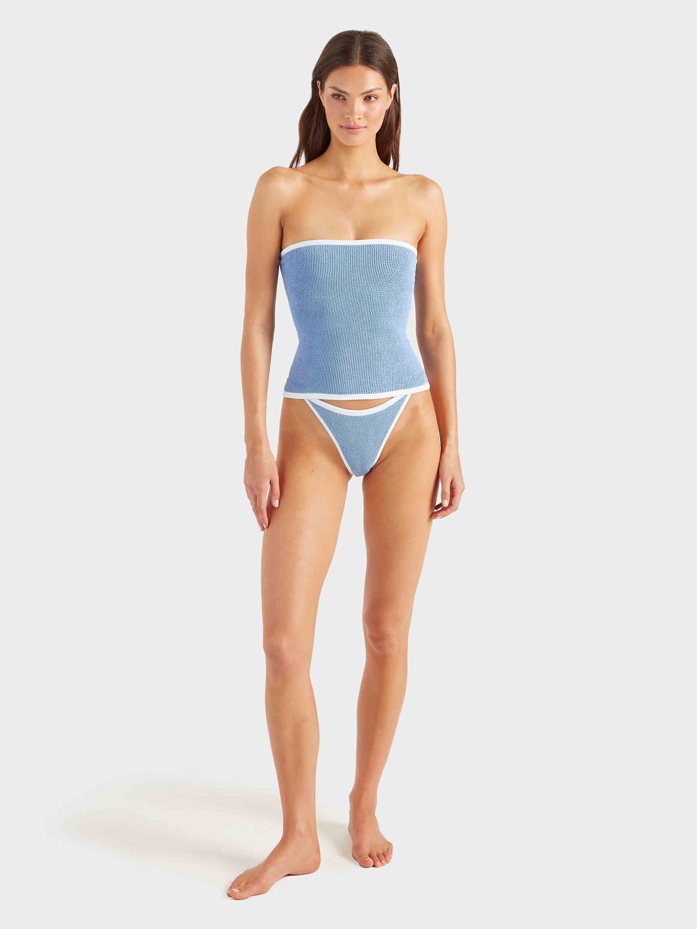 Devyn Swim Skirt/Tube Top - Cornflower/White - Image 9