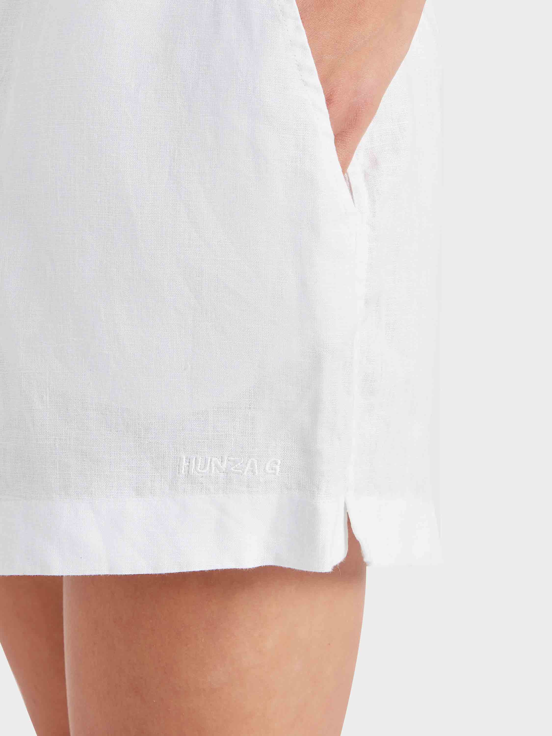 Embroidered Linen Shorts - White - Image 4