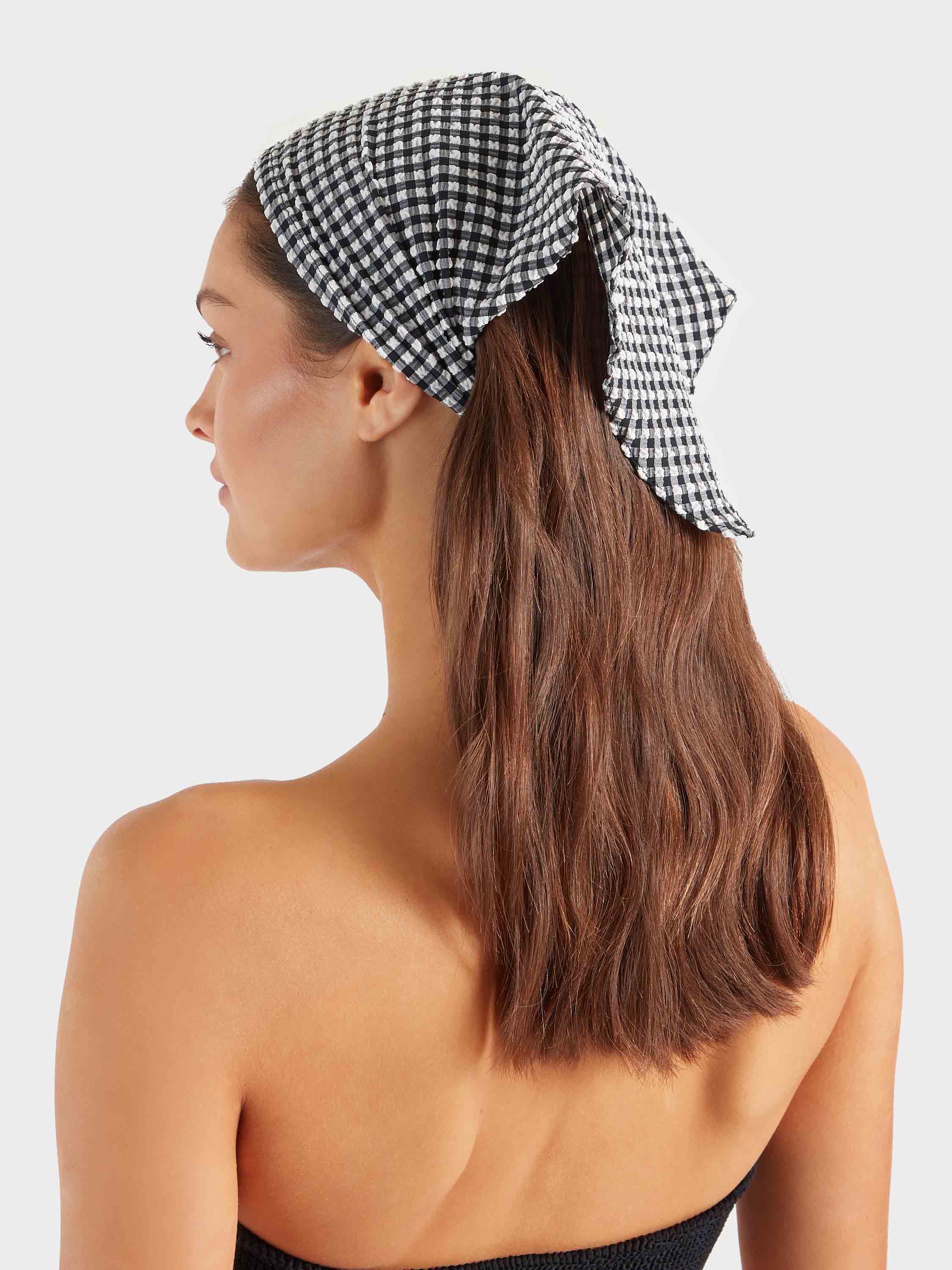 Sofia Gingham Headscarf - Black Gingham - Image 3