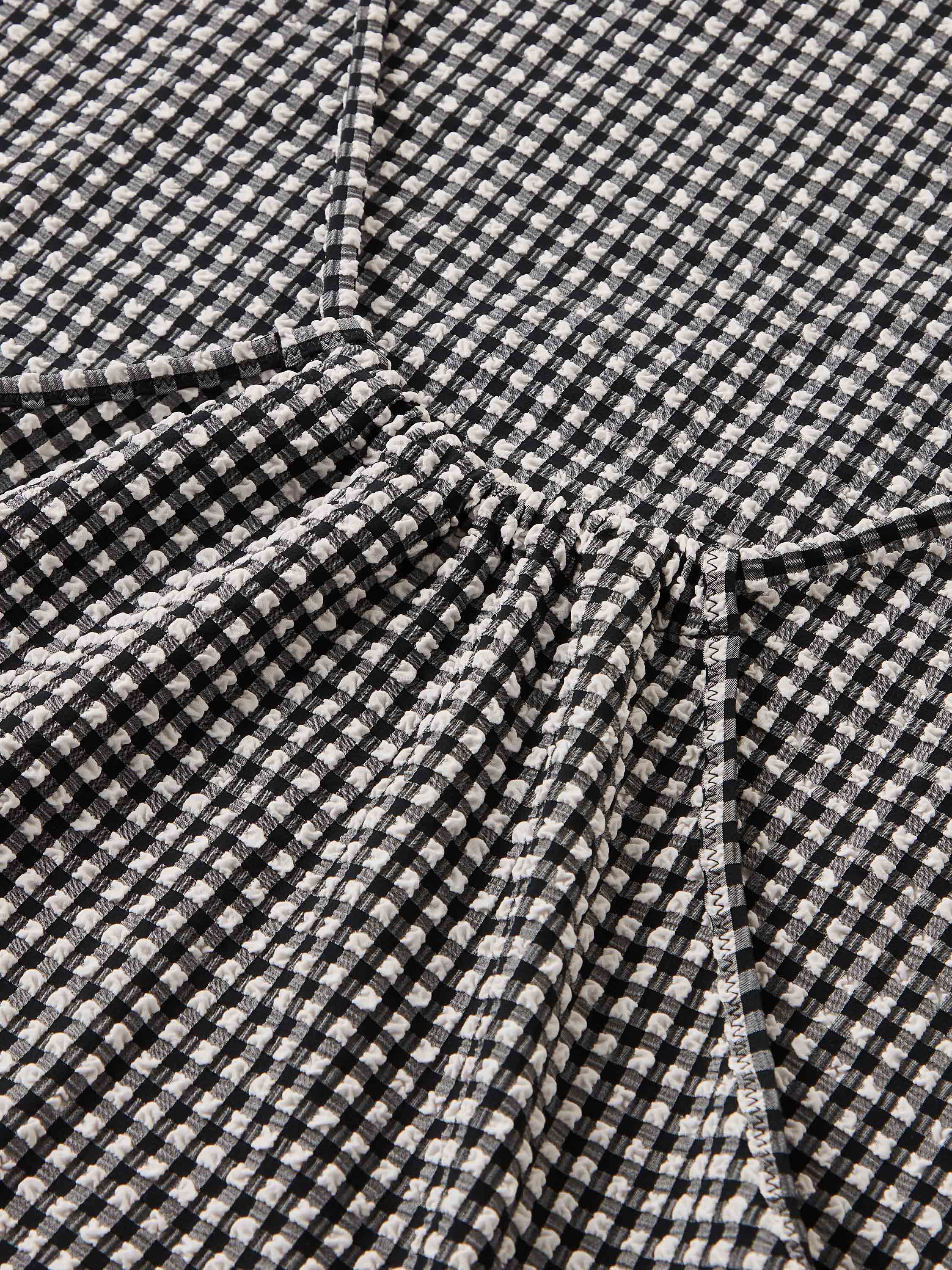 Gingham Seersucker Mini Dress - Black Gingham - Image 6