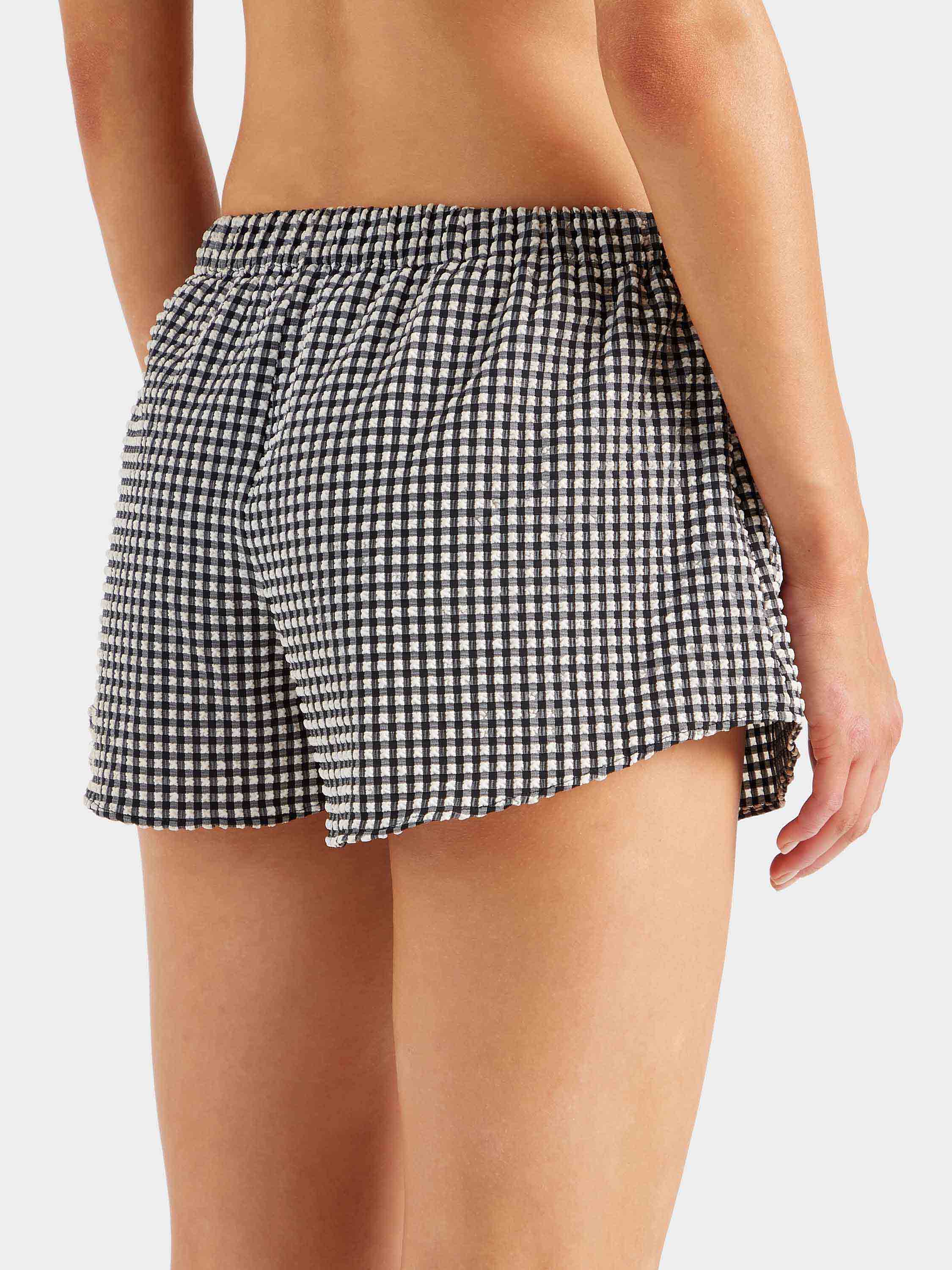 Resort Swim Shorts - Black Gingham Seersucker - Image 3
