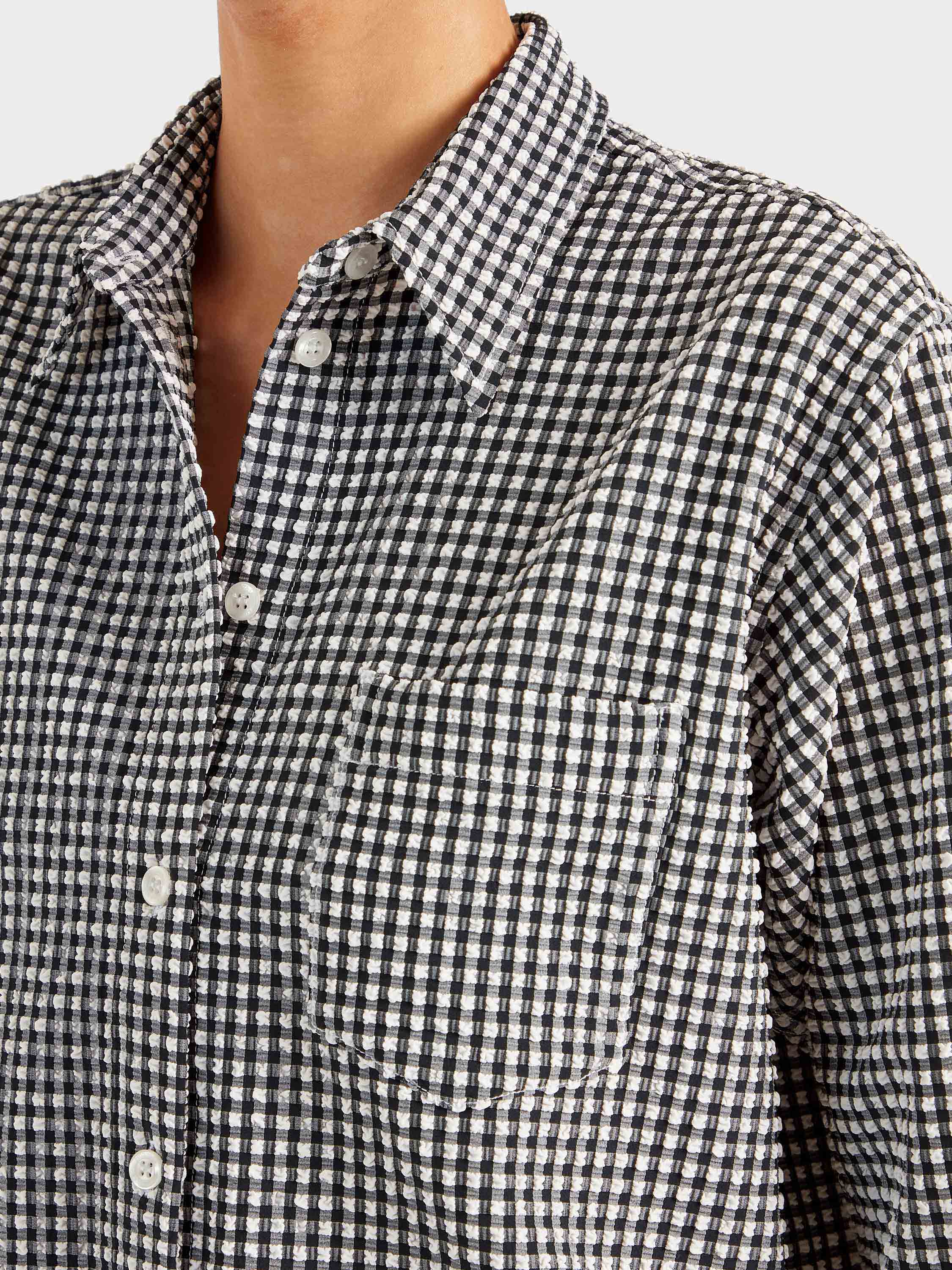 Resort Shirt - Black Gingham Seersucker - Image 5