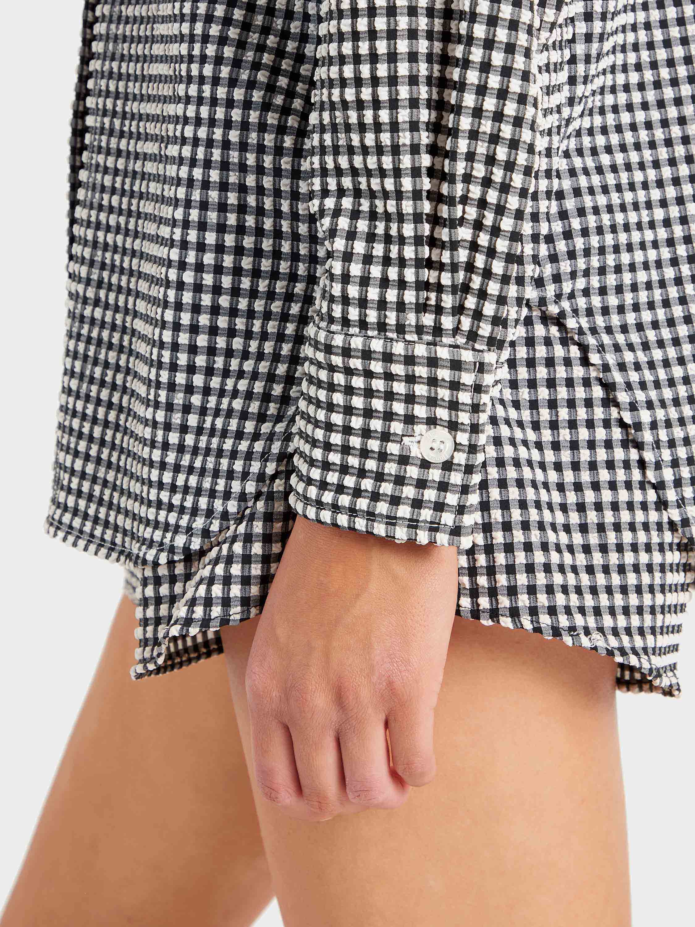 Resort Shirt - Black Gingham Seersucker - Image 6
