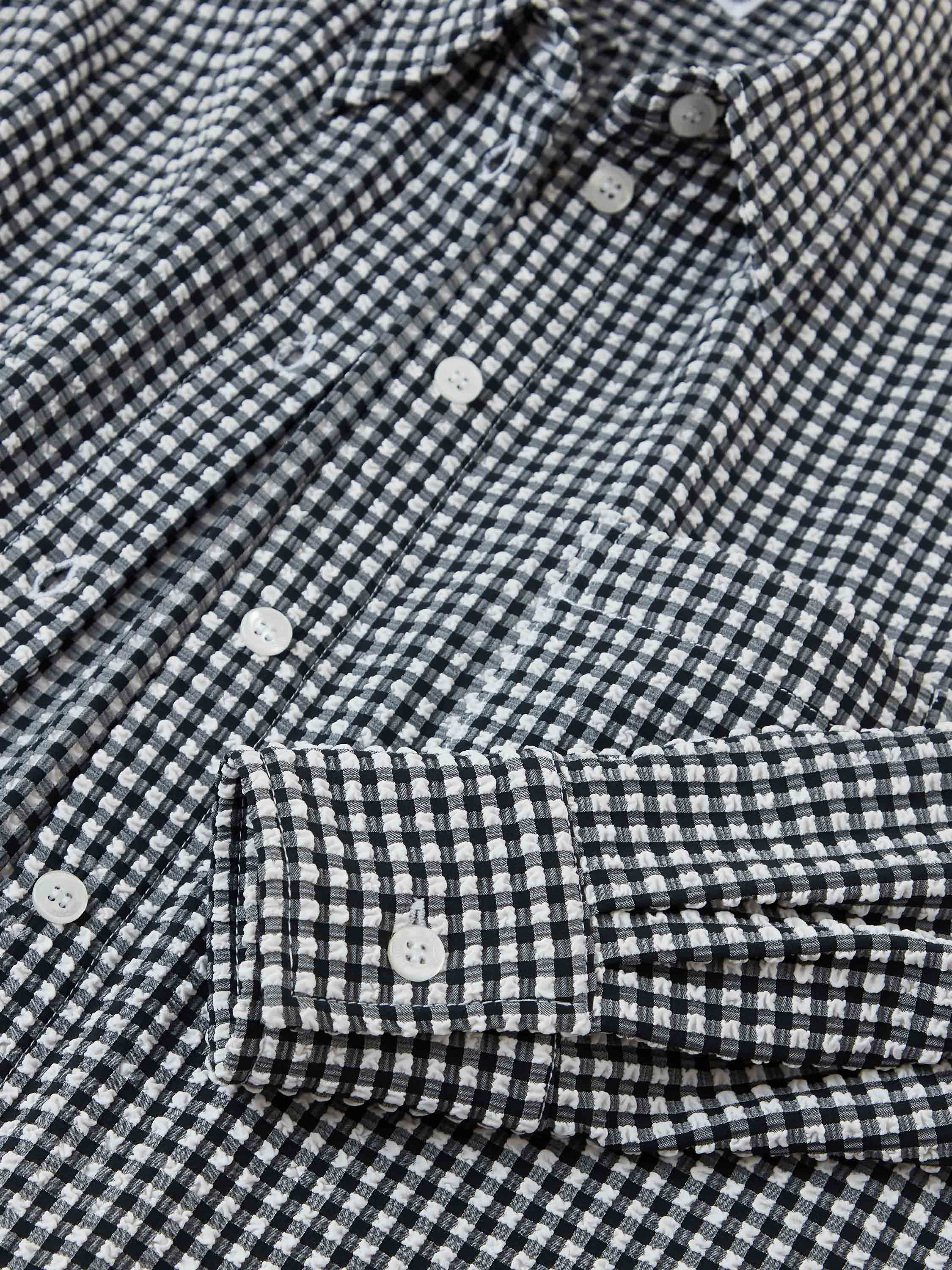 Resort Shirt - Black Gingham Seersucker - Image 8