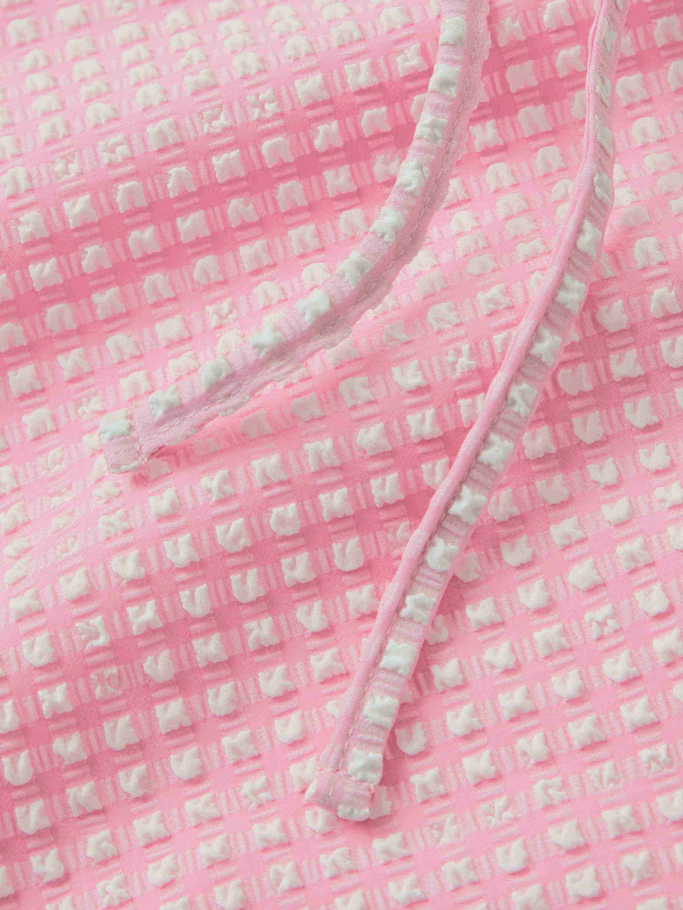 Gingham Seersucker Short Sarong - Milkshake Gingham - Image 6