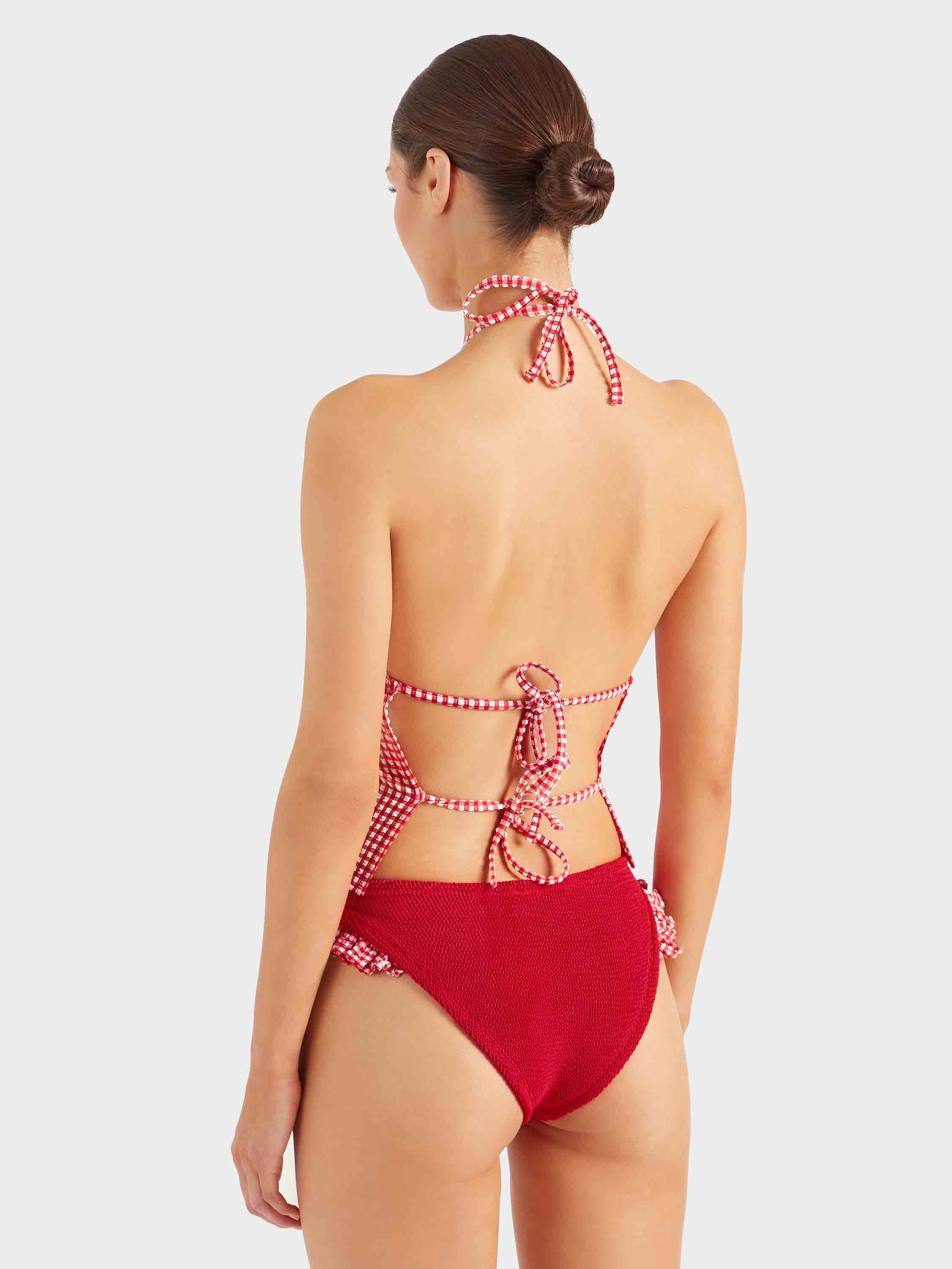 Gingham Seersucker Halter Top - Red Gingham - Image 3