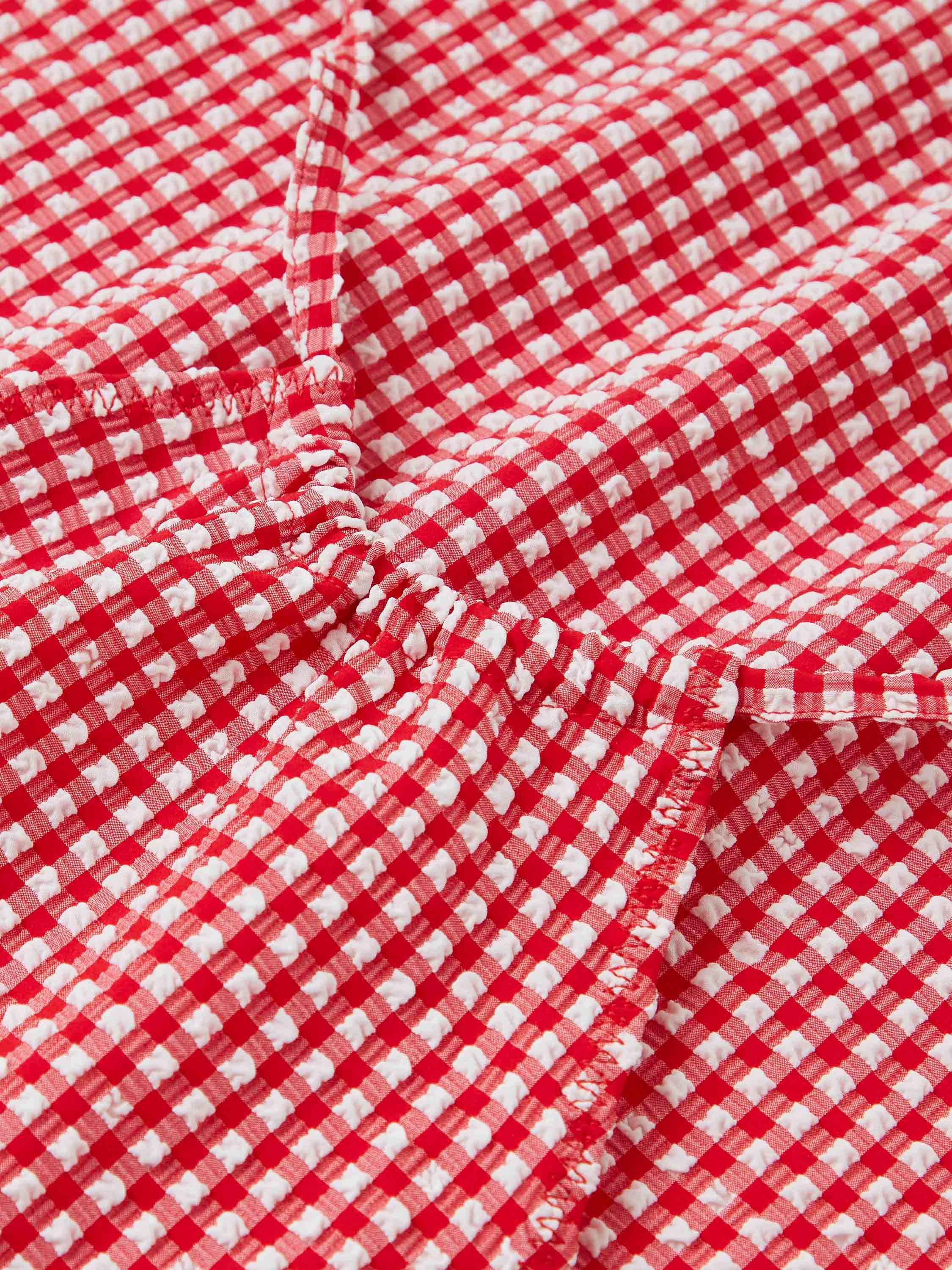 Gingham Seersucker Halter Top - Red Gingham - Image 7