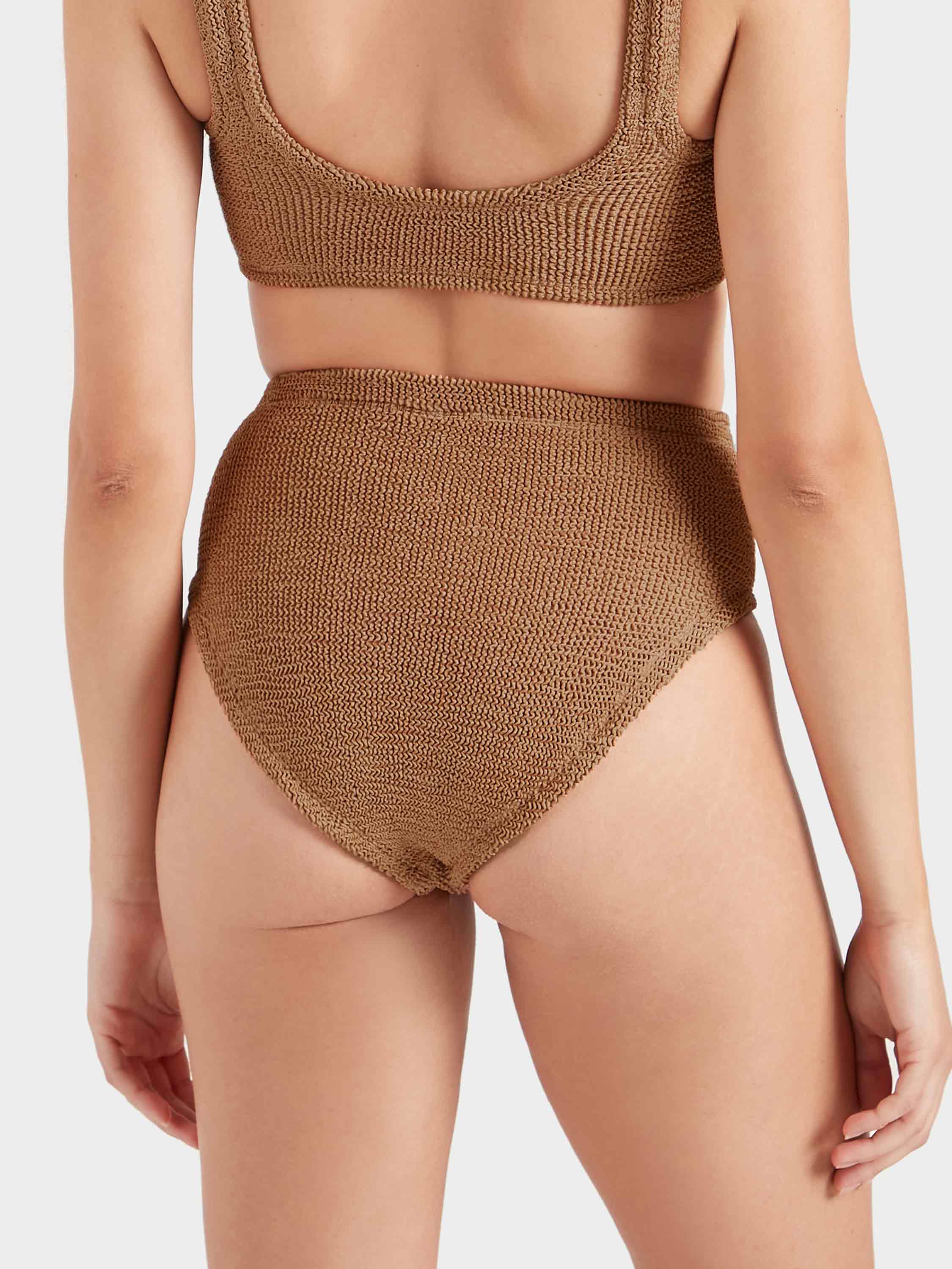 High Waist Bikini Bottom - Metallic Cocoa - Image 3