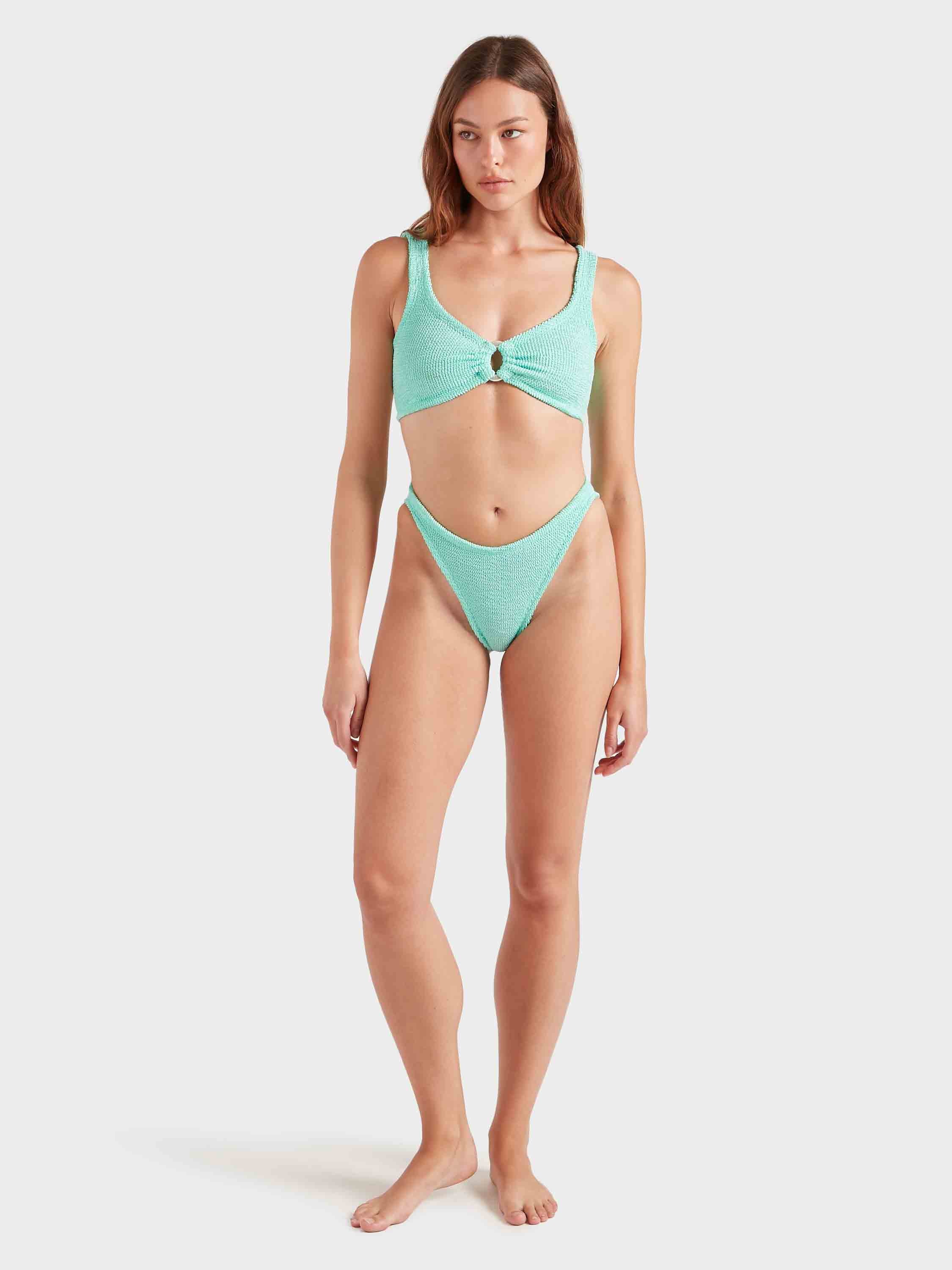 Julia Bikini With Pearly Hoop - Metallic Mint - Image 5