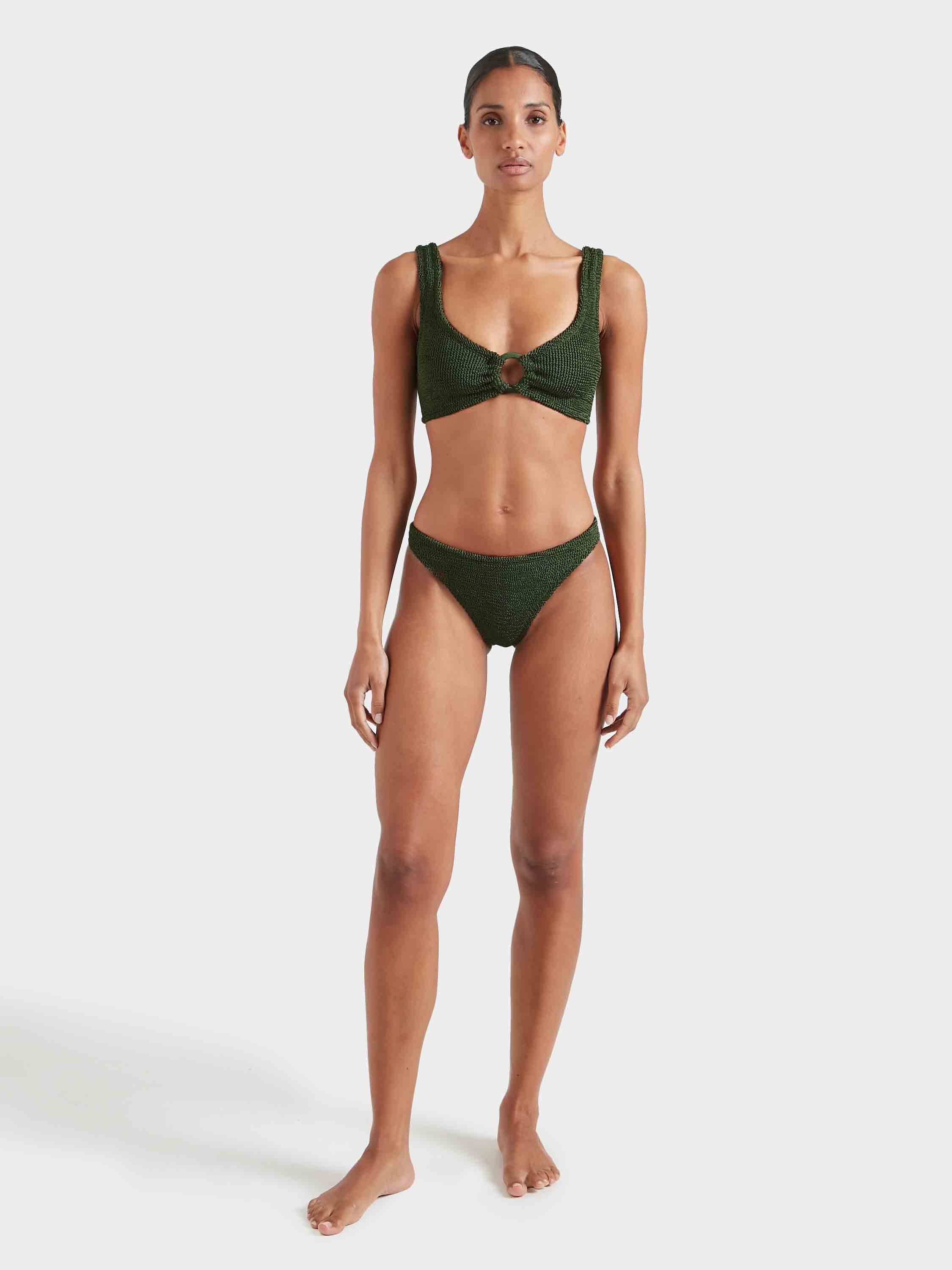 Julia Bikini With Tonal Hoops - Metallic Khaki - Image 6