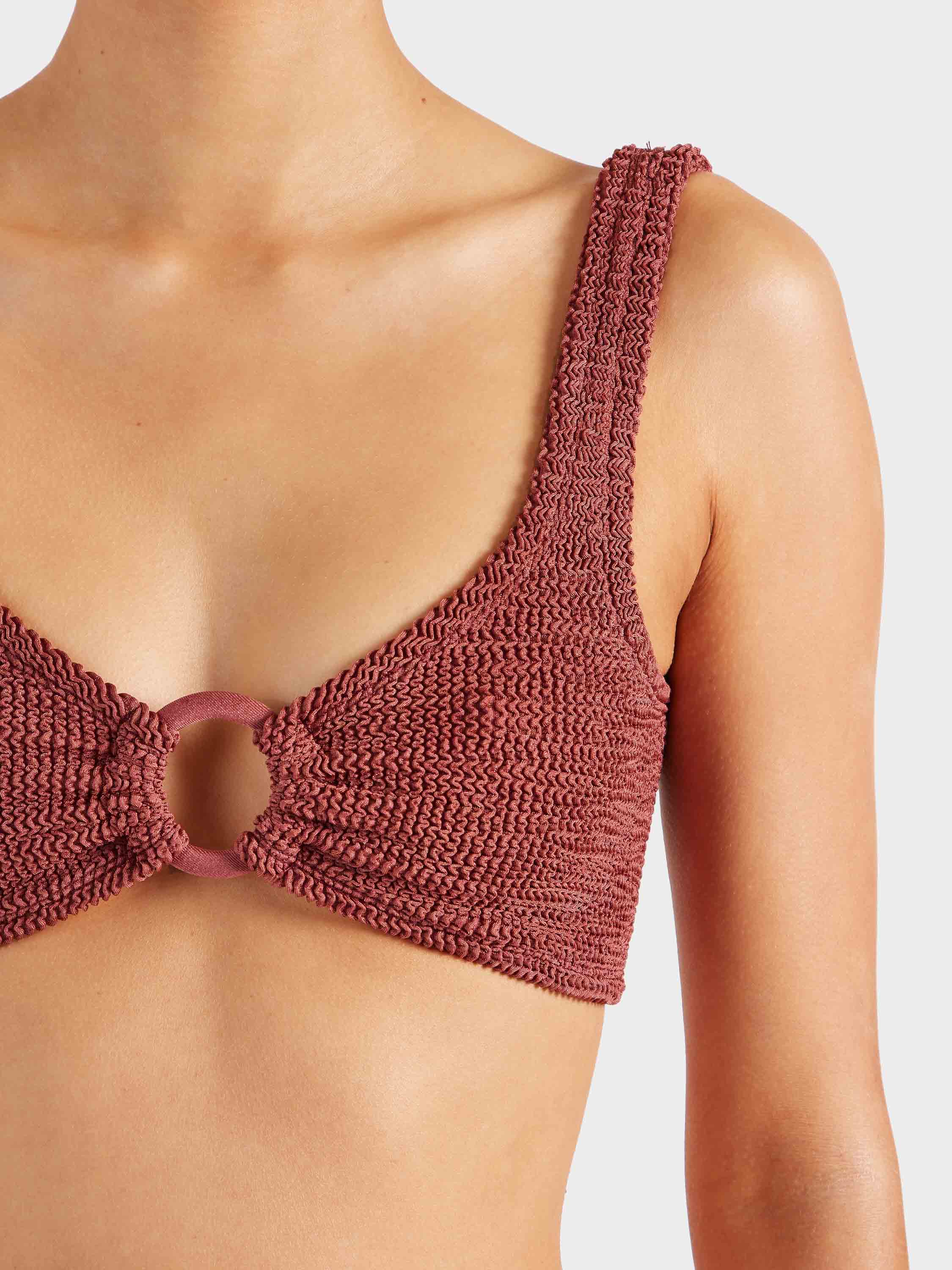 Julia Bikini With Tonal Hoops - Metallic Rosewood - Image 4