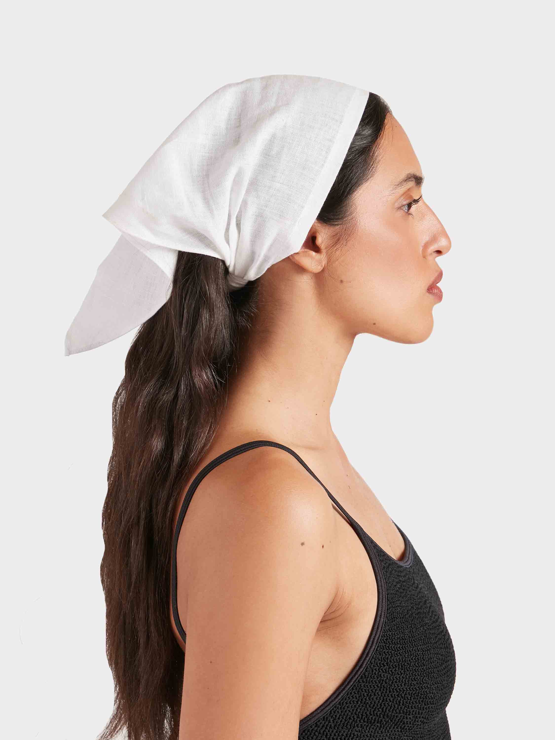 Sofia Linen Headscarf - White - Image 3