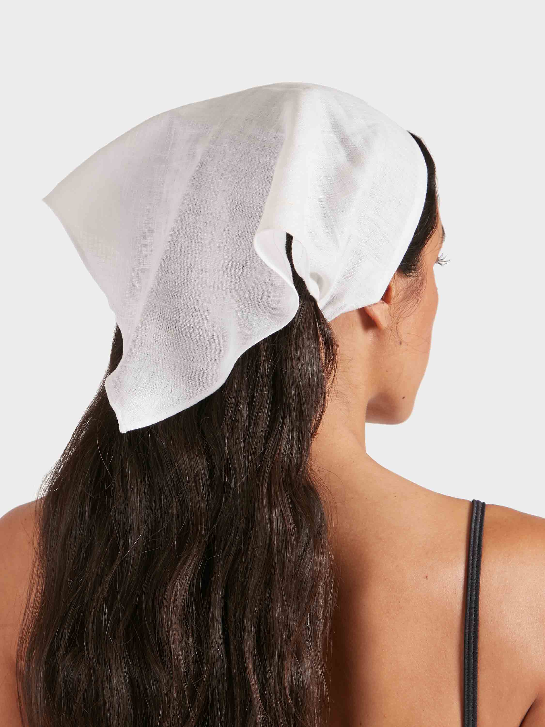 Sofia Linen Headscarf - White - Image 5