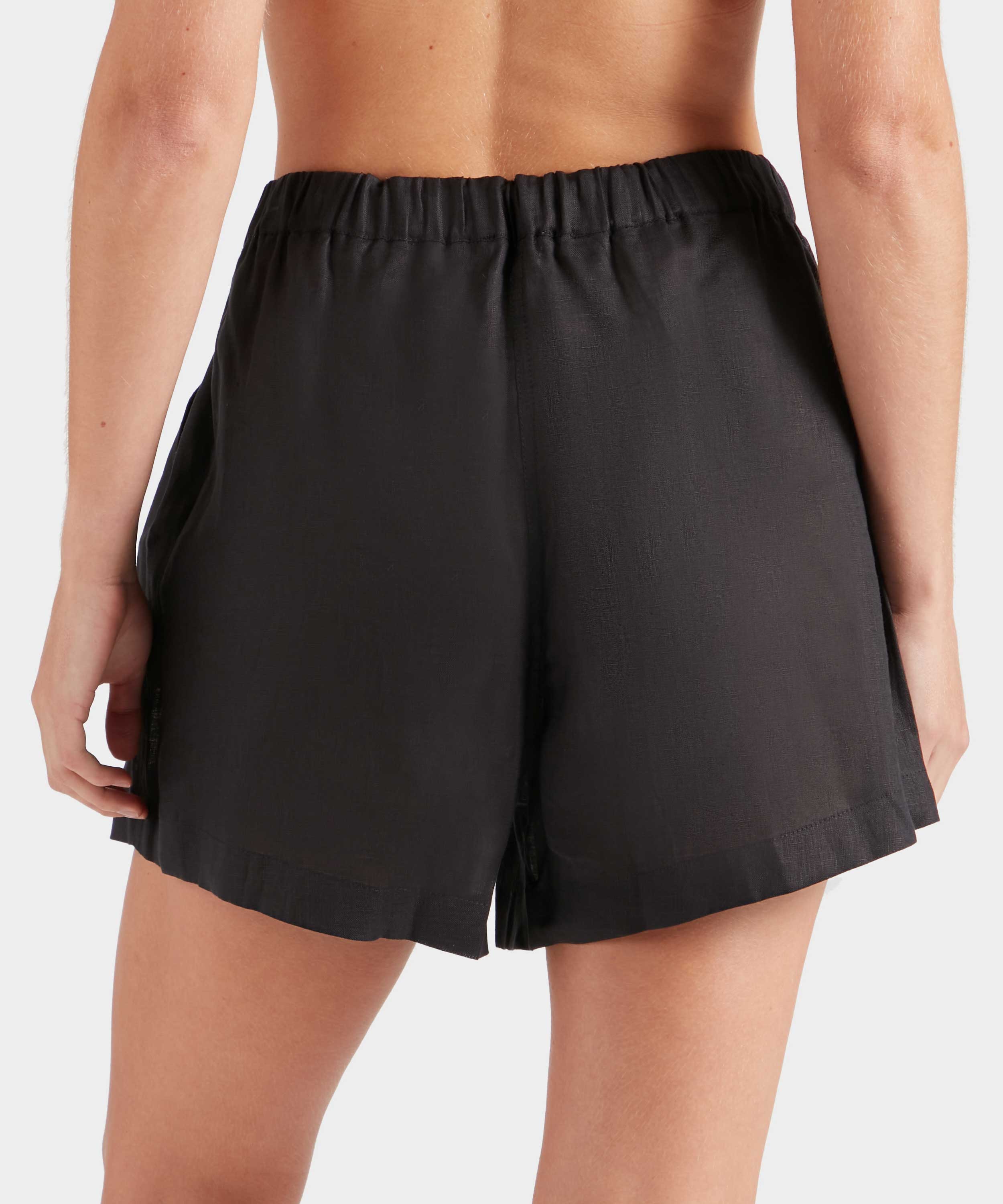 Linen Shorts - Black - Image 3