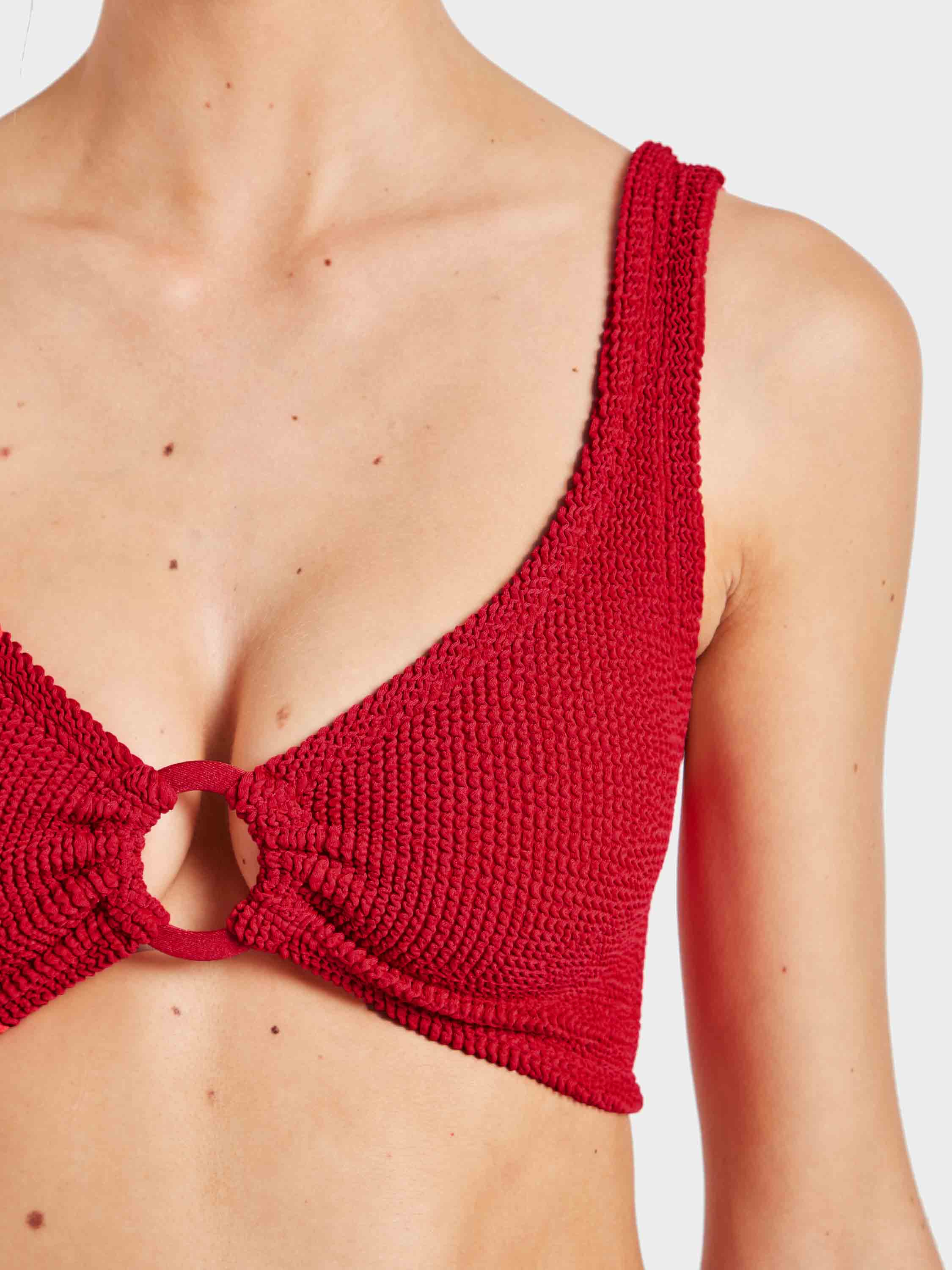 Nadine Bikini With Tonal Hoops - Red - Image 4