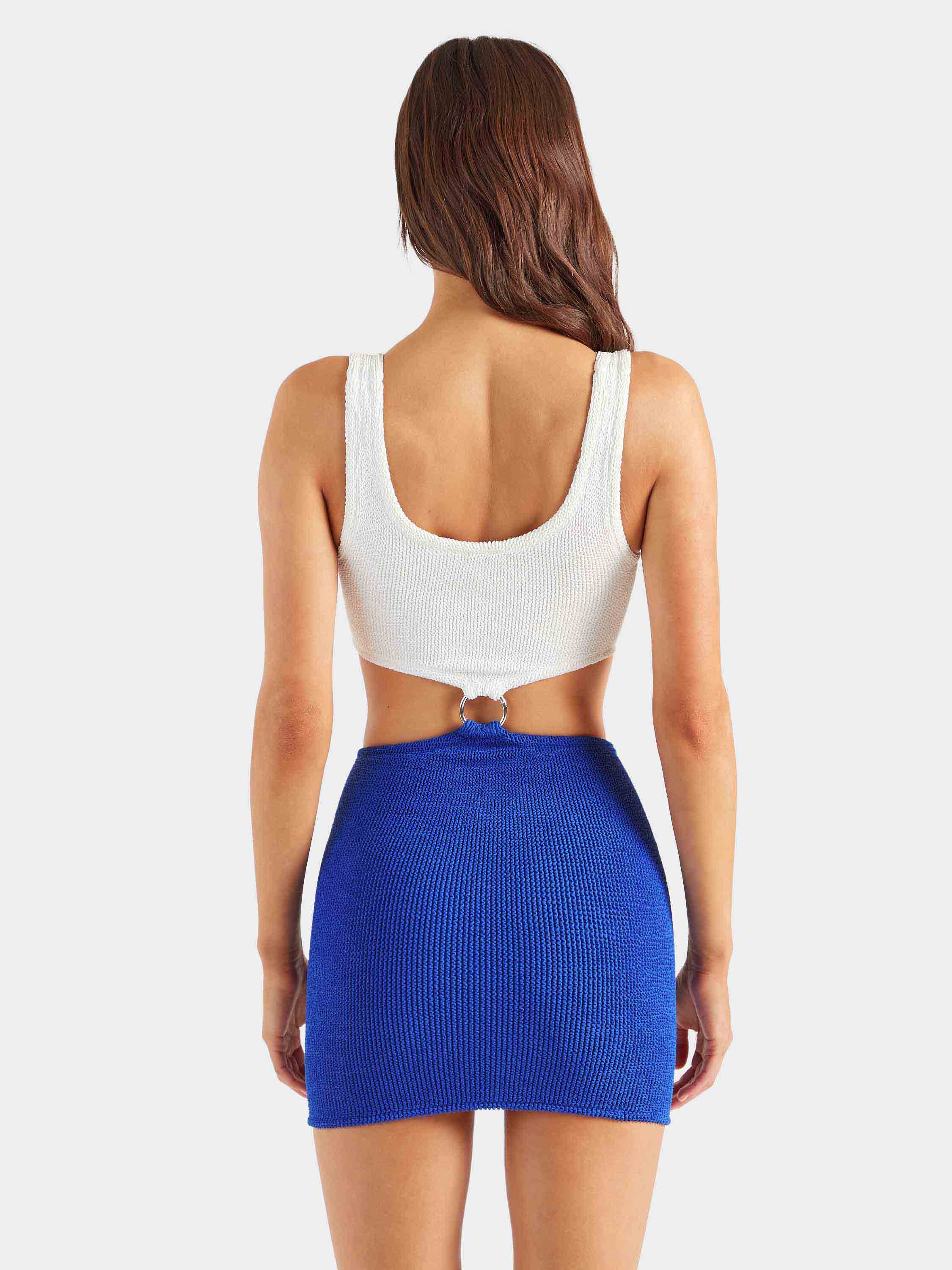 Pretty Woman Dress - White/Royal Blue - Image 3