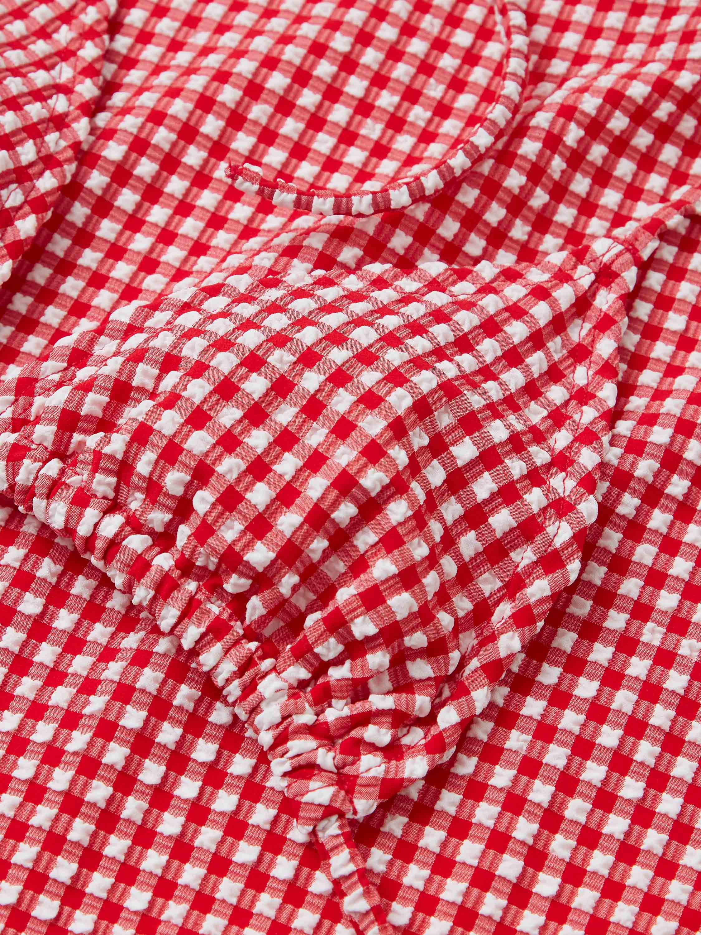 Gingham Seersucker Sabrina Bikini - Red Gingham - Image 7