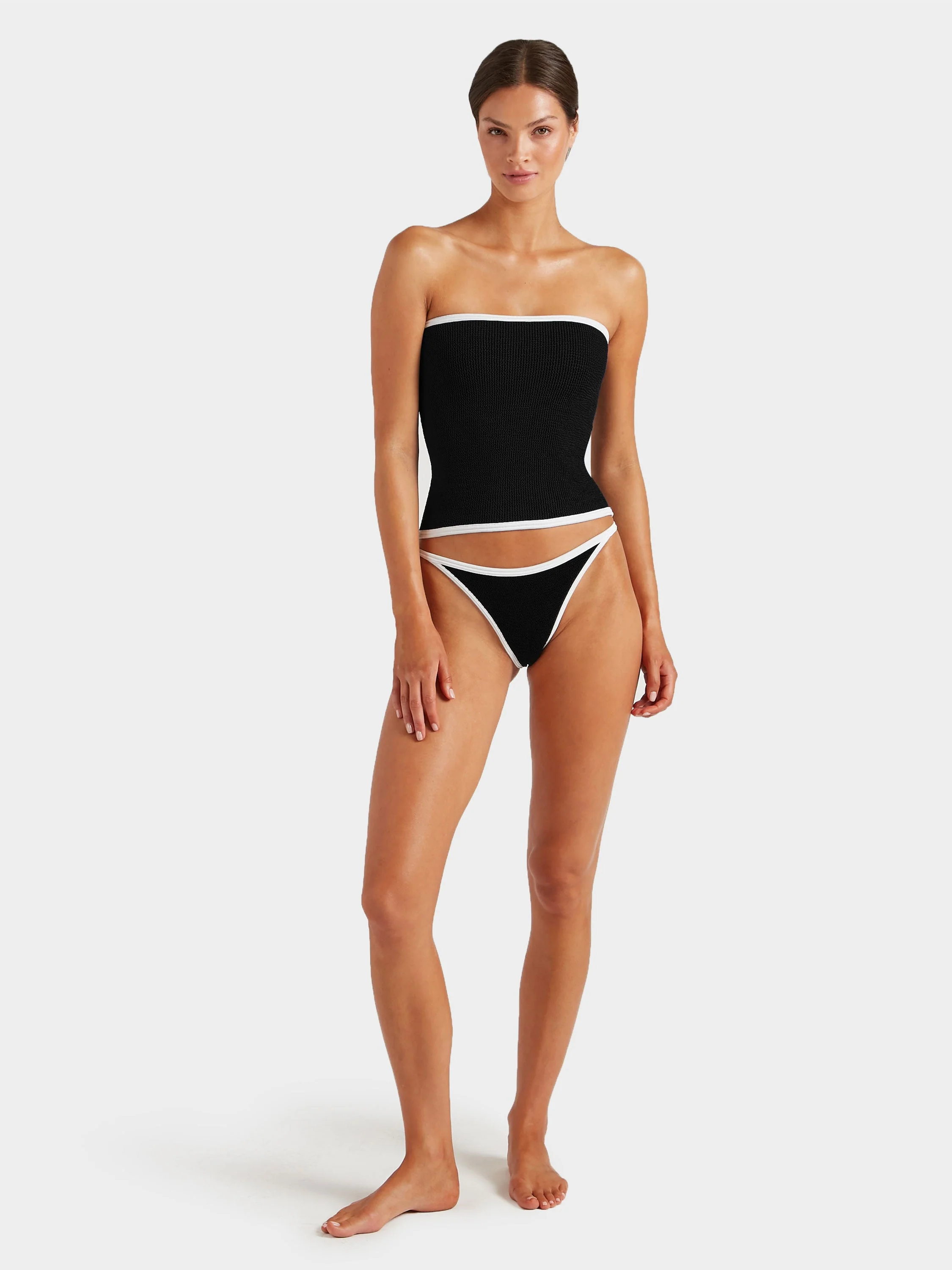 Devyn Swim Skirt/Tube Top - Black/White - Image 7