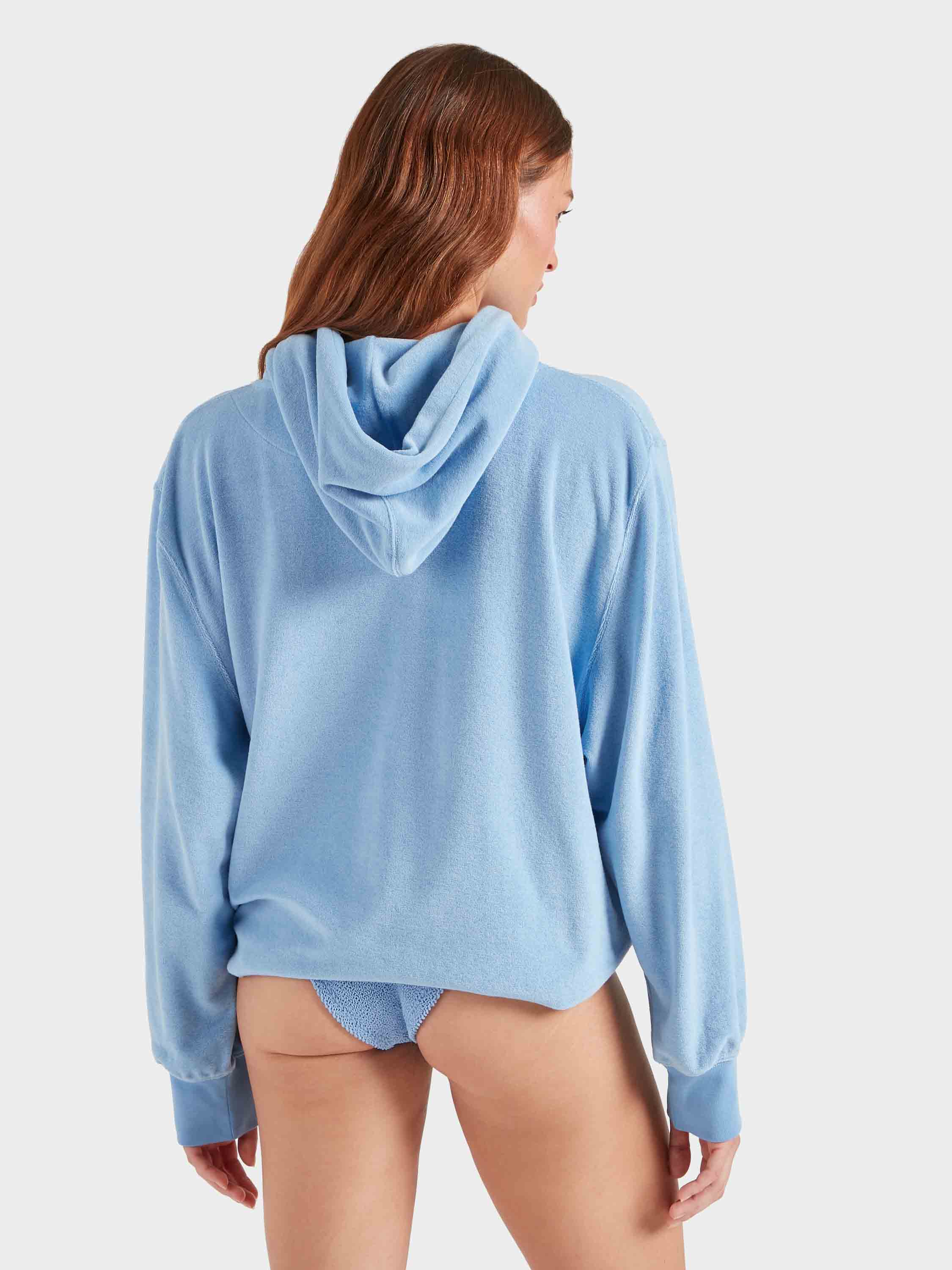 Terry Towelling Hoodie - Cornflower - Image 3