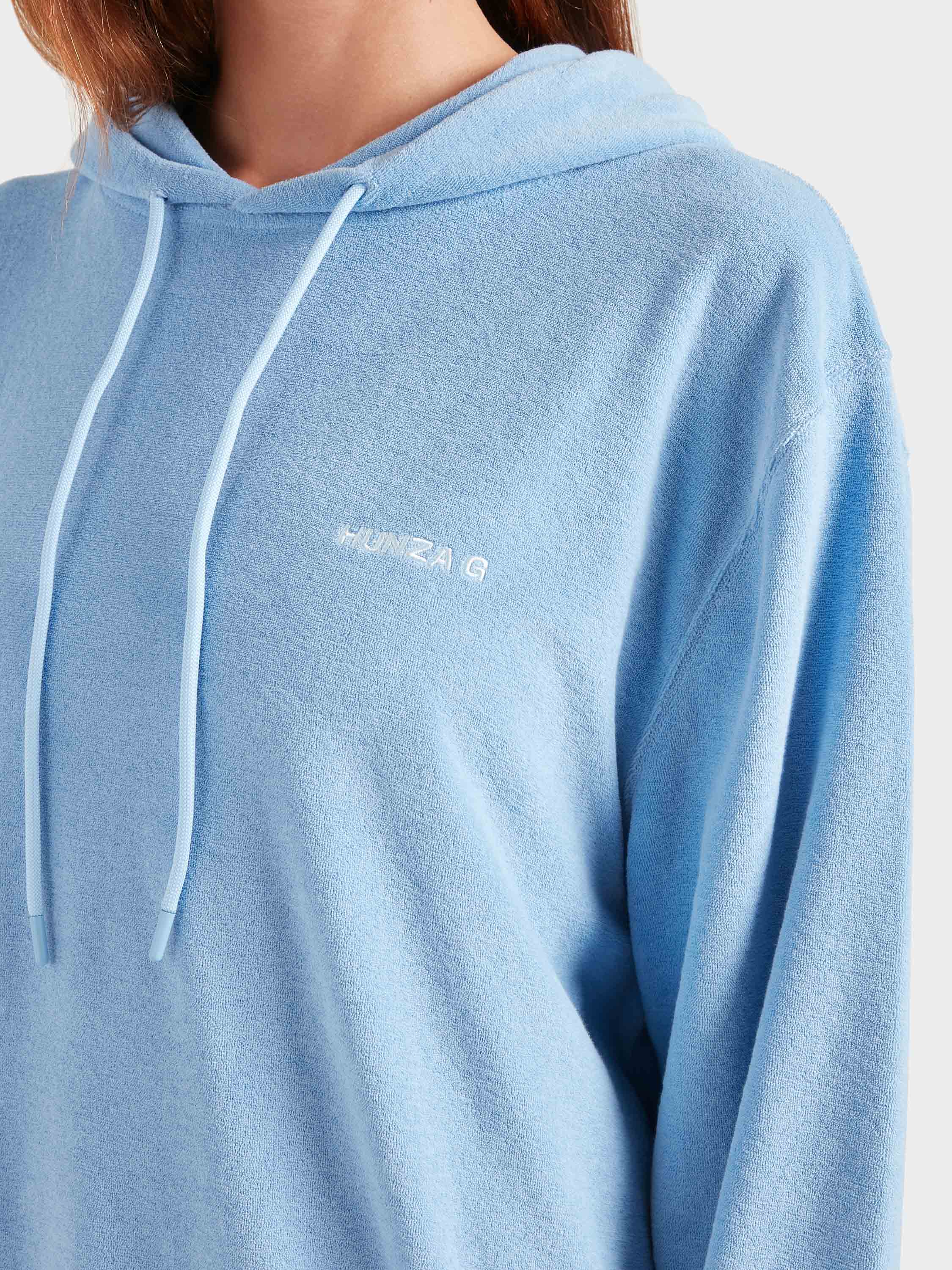 Terry Towelling Hoodie - Cornflower - Image 4