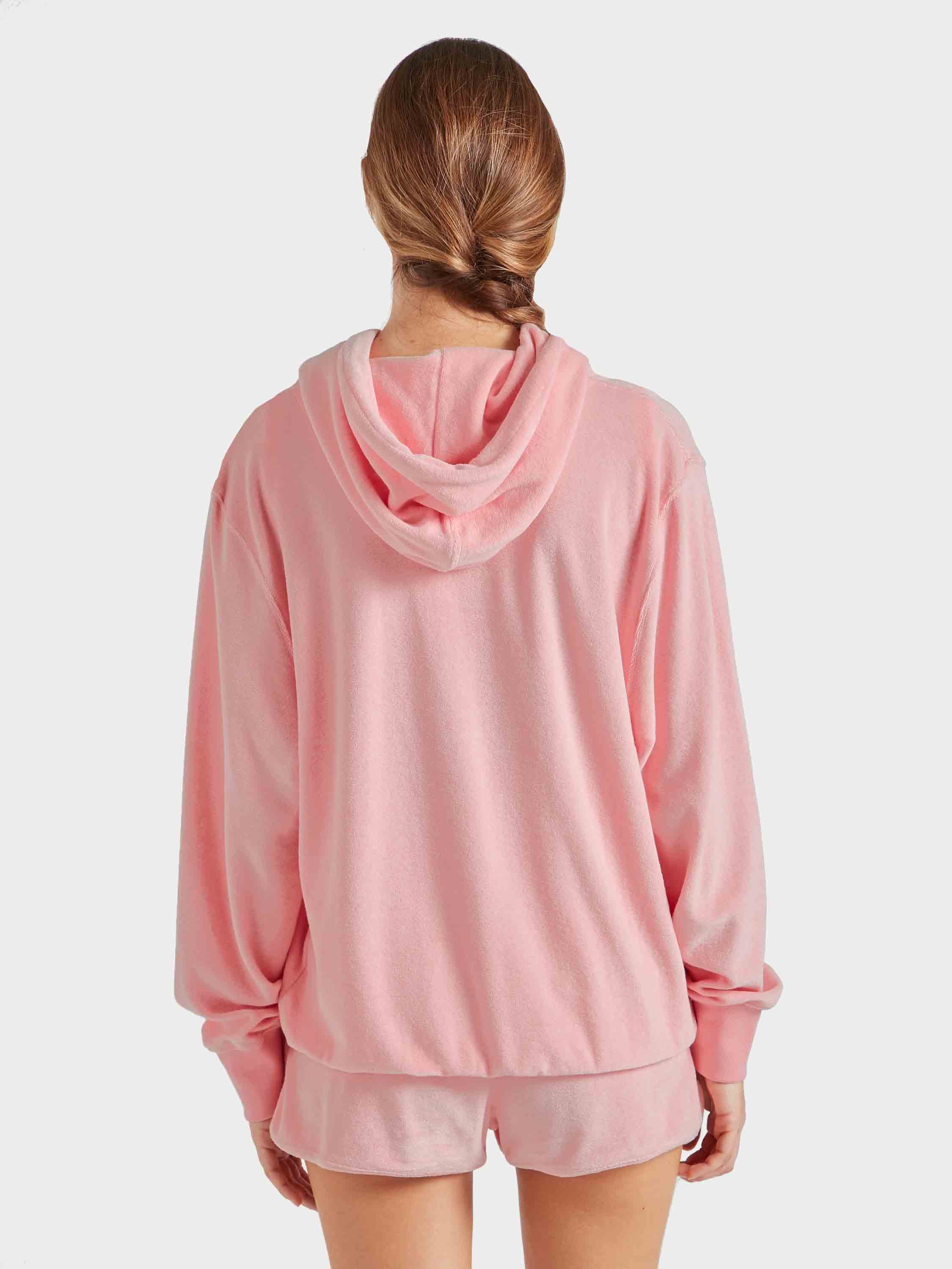 Terry Towelling Hoodie - Pink - Image 3