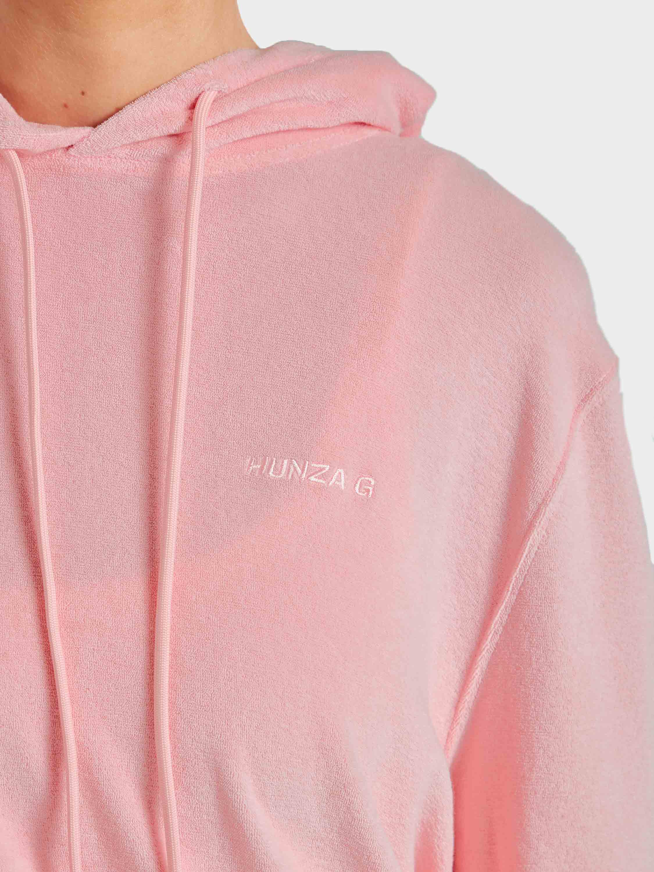 Terry Towelling Hoodie - Pink - Image 4