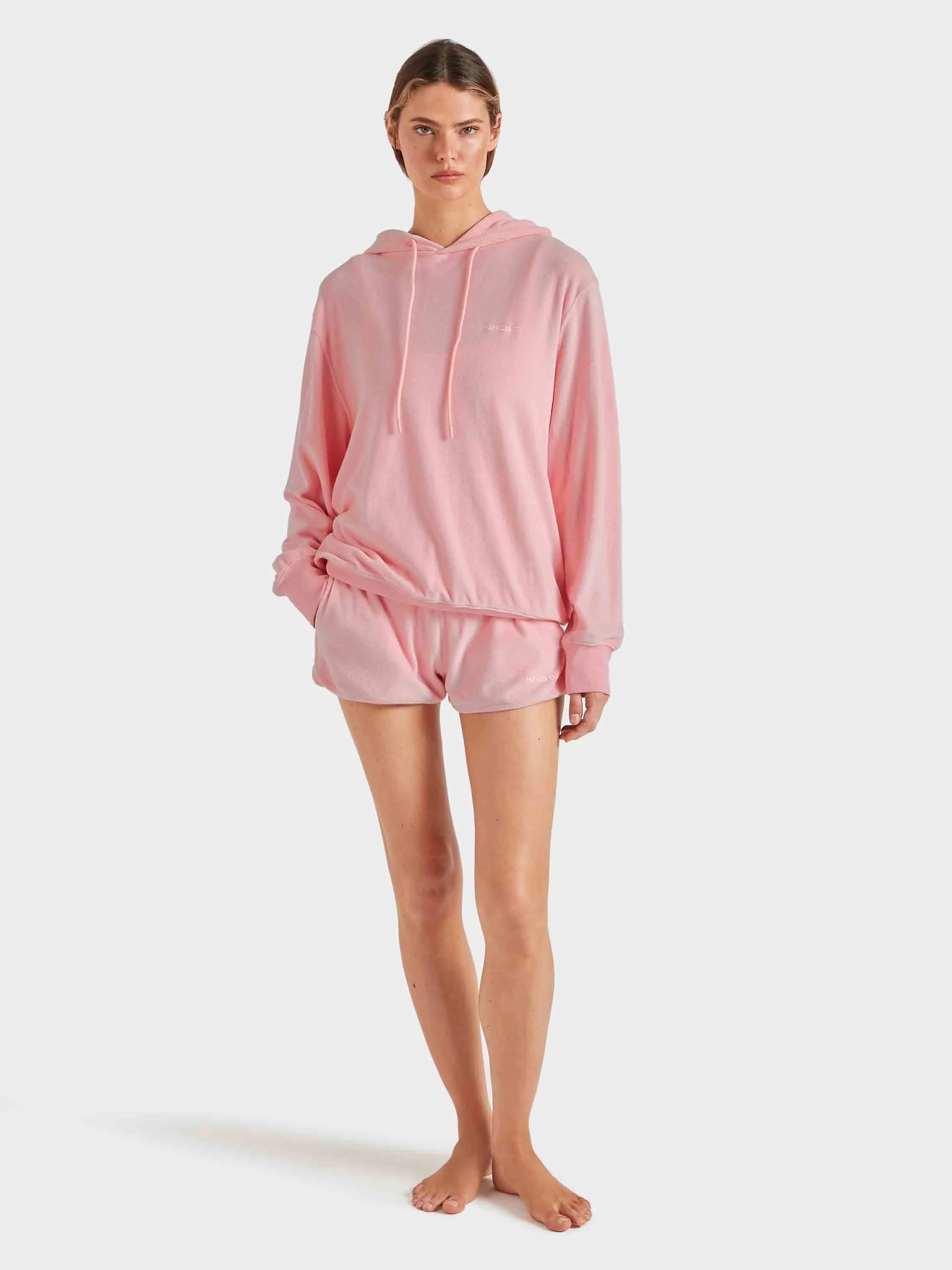 Terry Towelling Hoodie - Pink - Image 5
