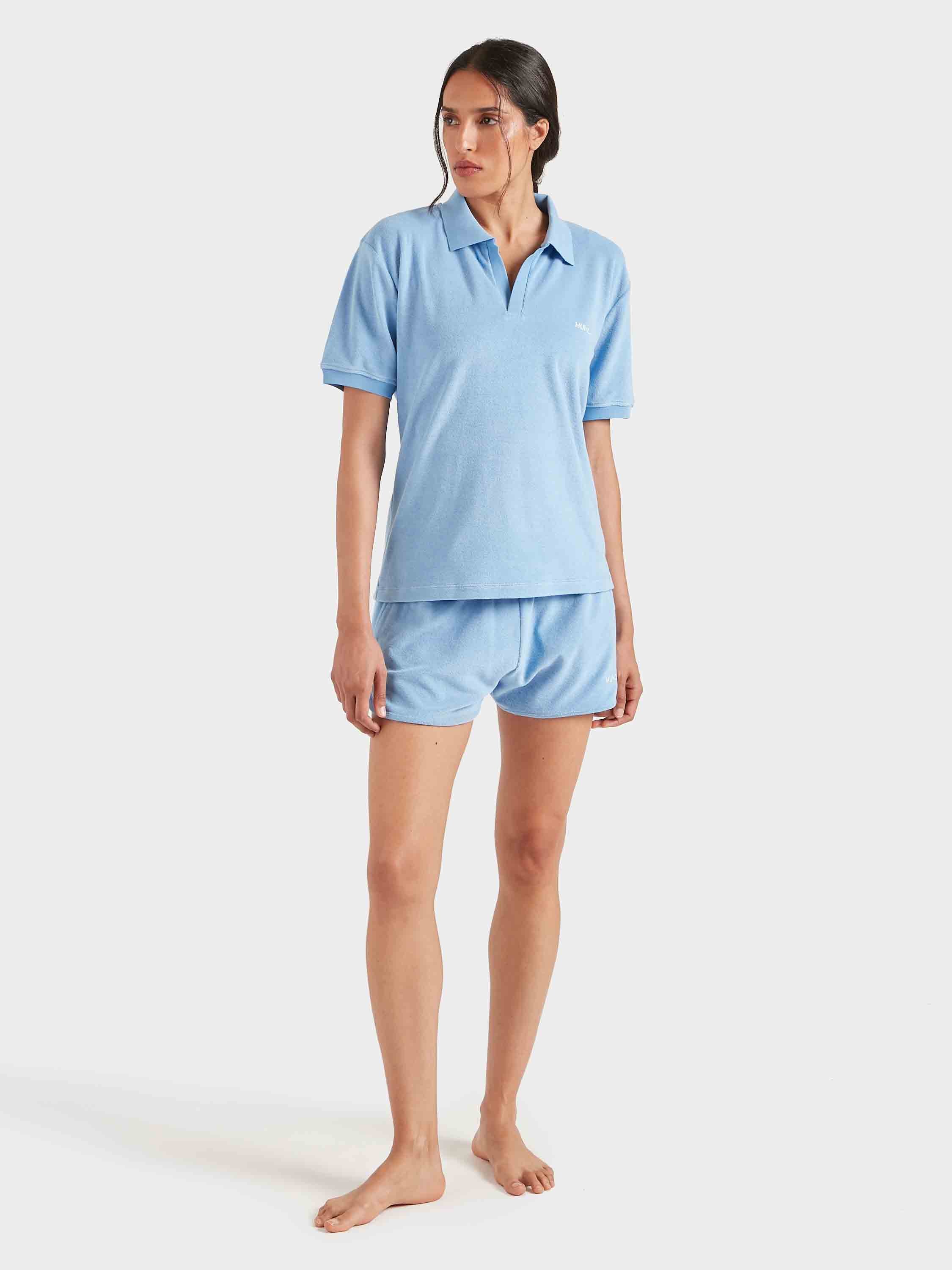 Terry Towelling Polo - Cornflower - Image 4