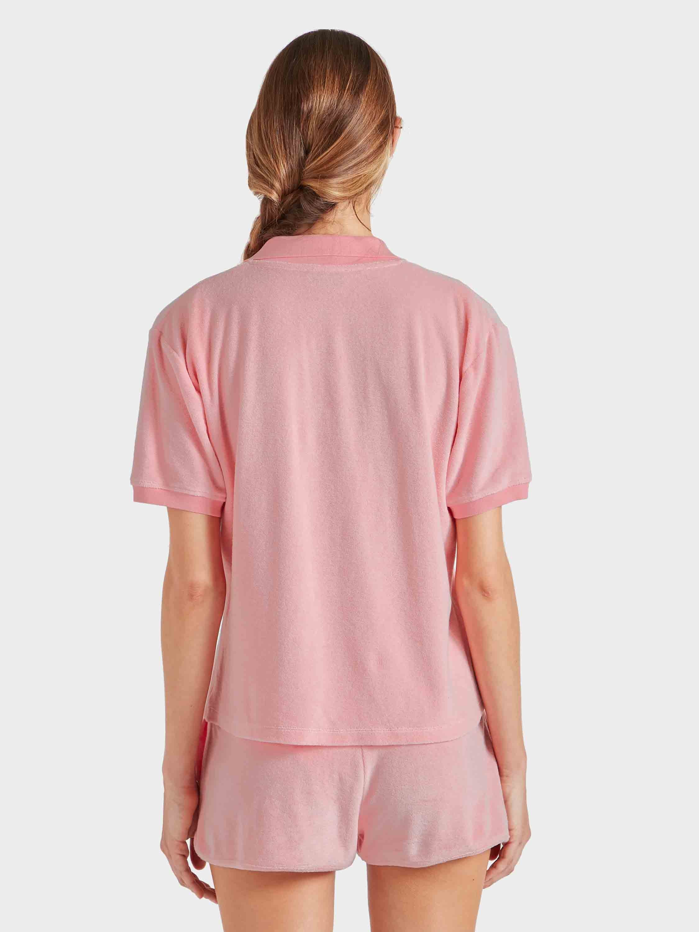 Terry Towelling Polo - Pink - Image 3