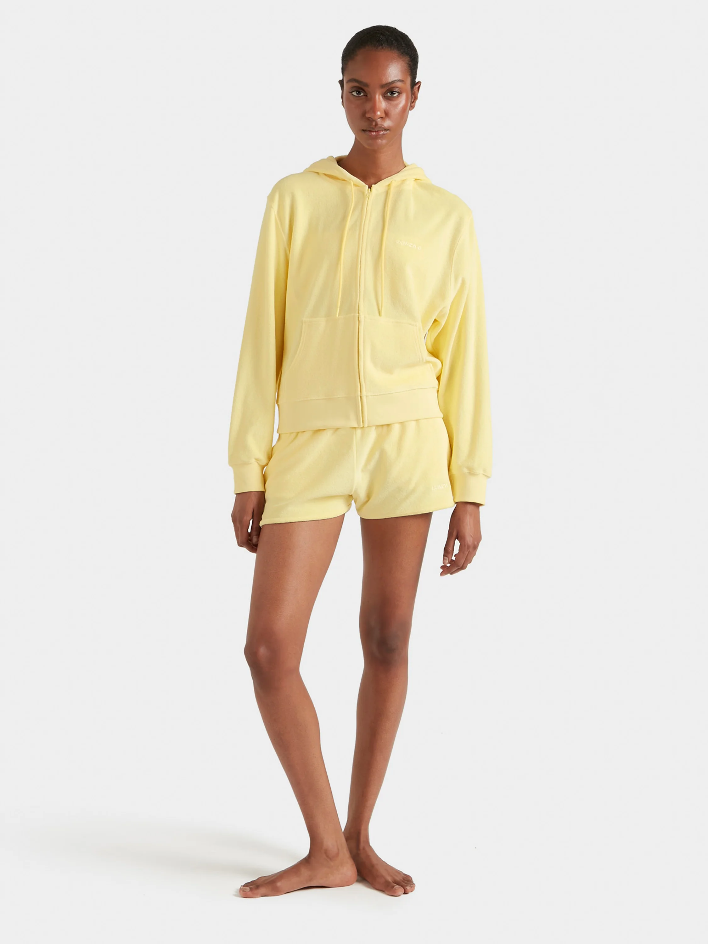 Terry Towelling Zip Hoodie - Butter - Image 7