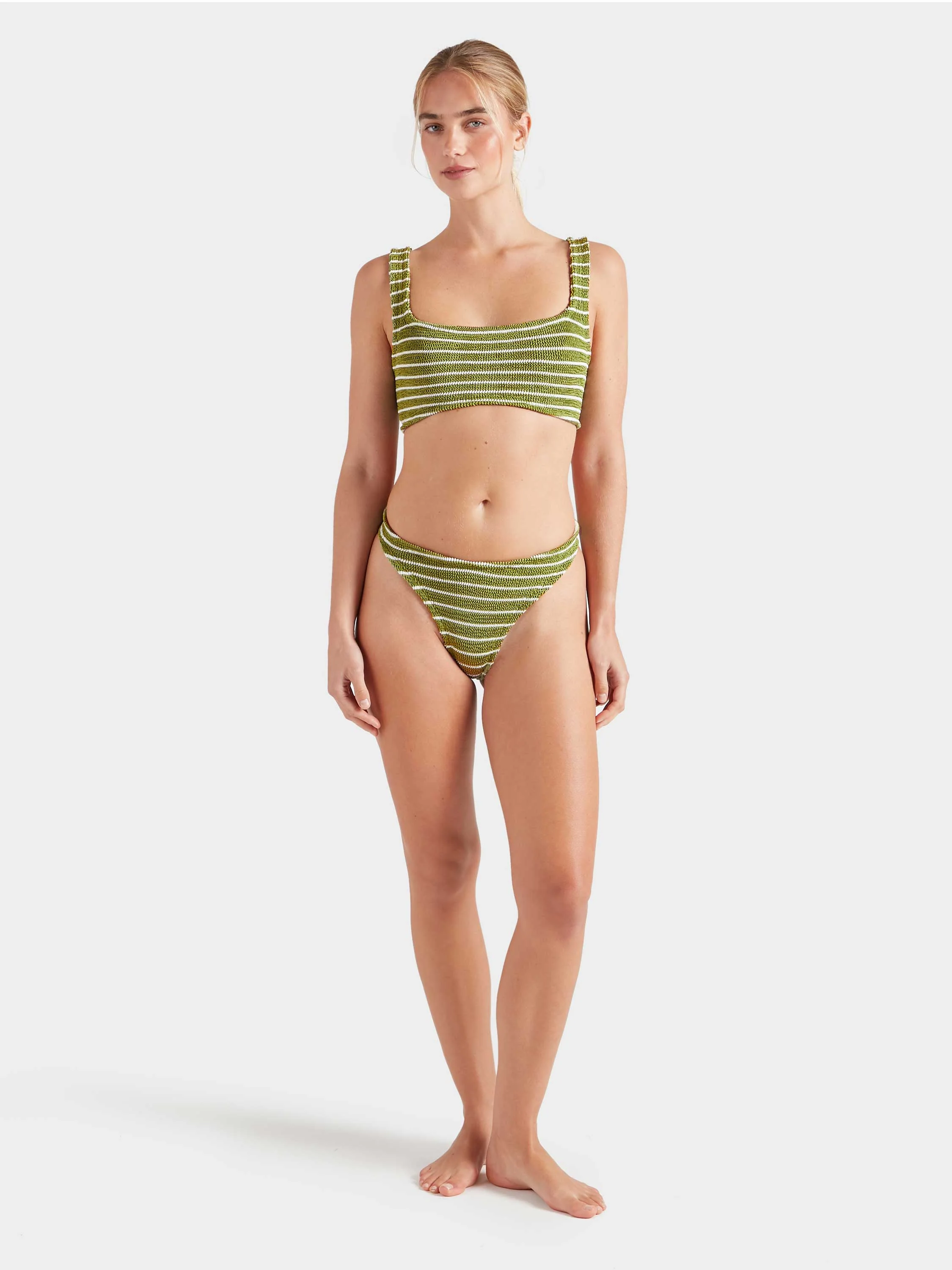 Xandra Bikini - Metallic Moss/White Stripe - Image 5